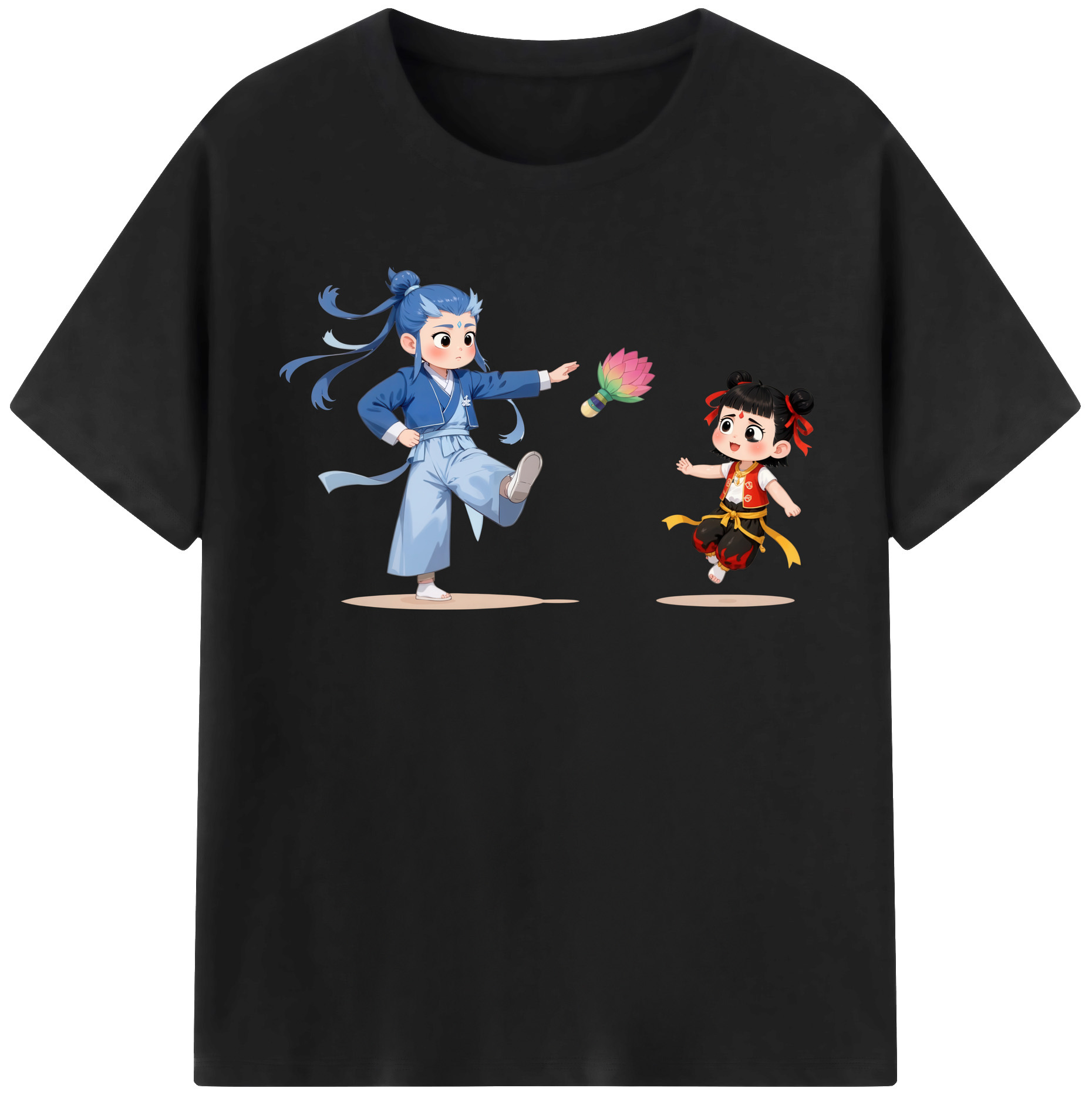（画像用） Ne Zha 2 ナタ 魔童の大暴れ 綿100％半袖Tシャツ（フロントプリント）
