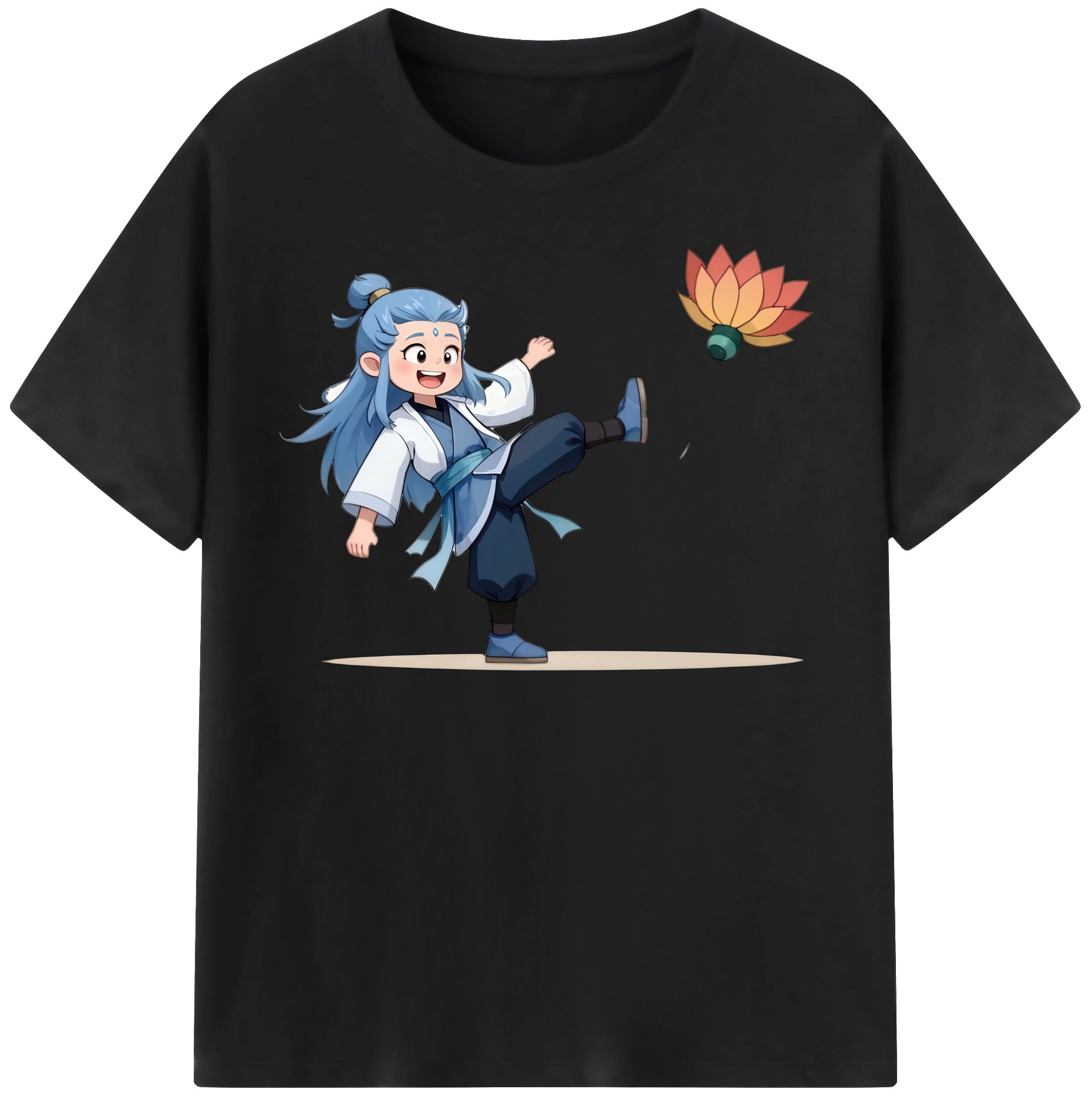 （画像用） Ne Zha 2 ナタ 魔童の大暴れ 綿100％半袖Tシャツ（フロントプリント）