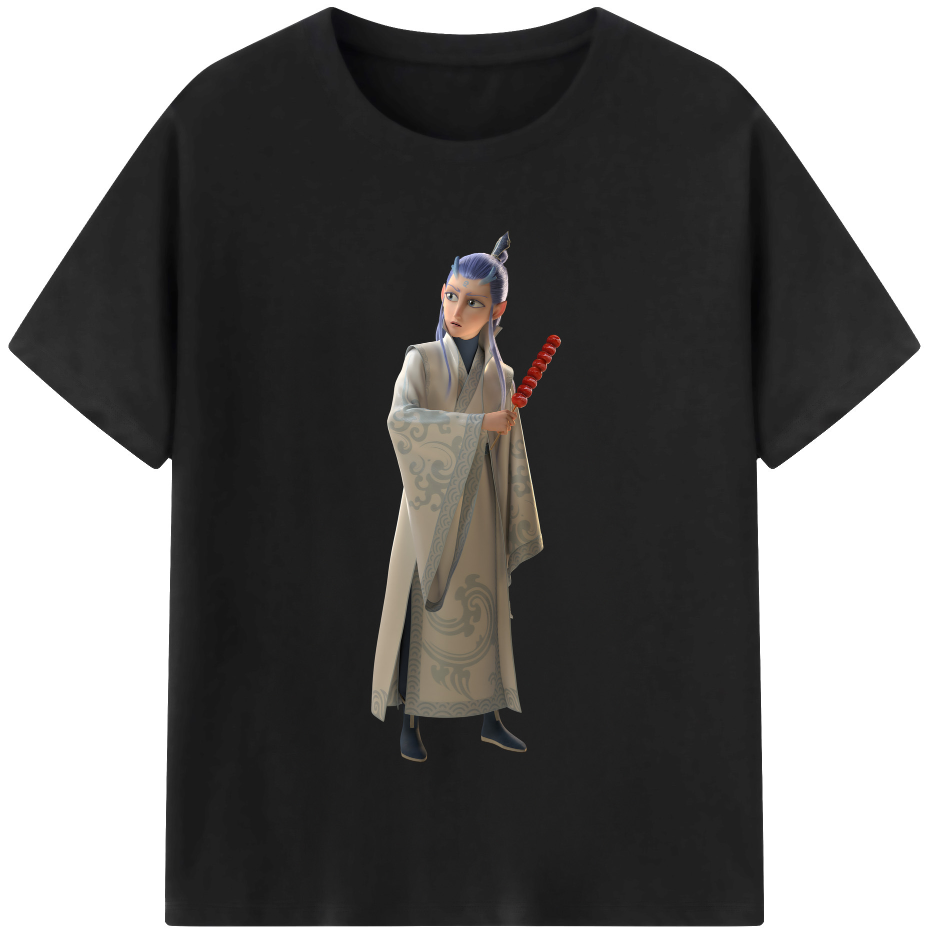 （画像用） Ne Zha 2 ナタ 魔童の大暴れ 綿100％半袖Tシャツ（フロントプリント）