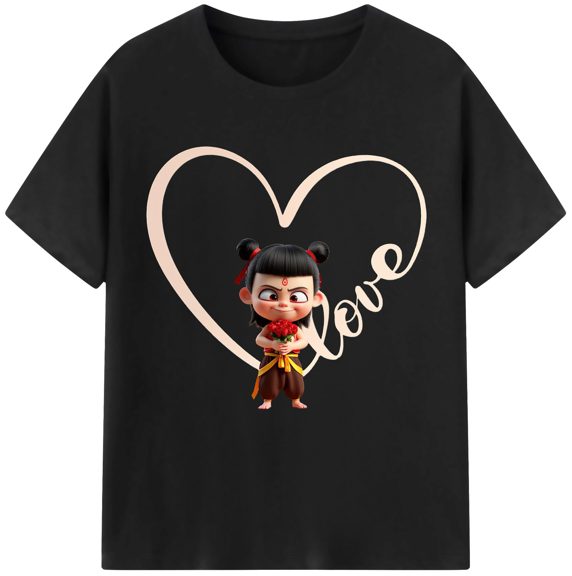 （画像用） Ne Zha 2 ナタ 魔童の大暴れ 綿100％半袖Tシャツ（フロントプリント）