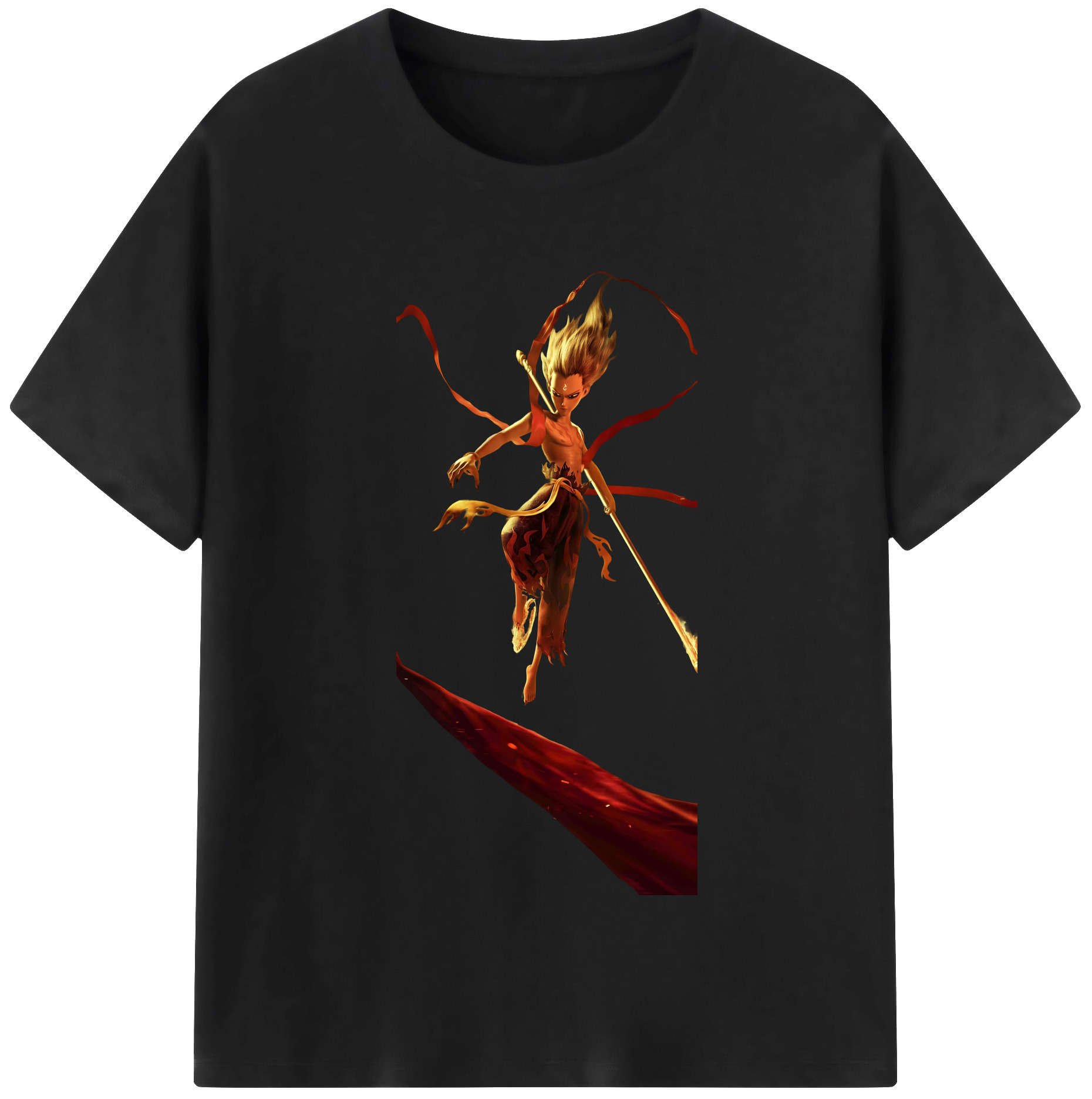 （画像用） Ne Zha 2 ナタ 魔童の大暴れ 綿100％半袖Tシャツ（フロントプリント）