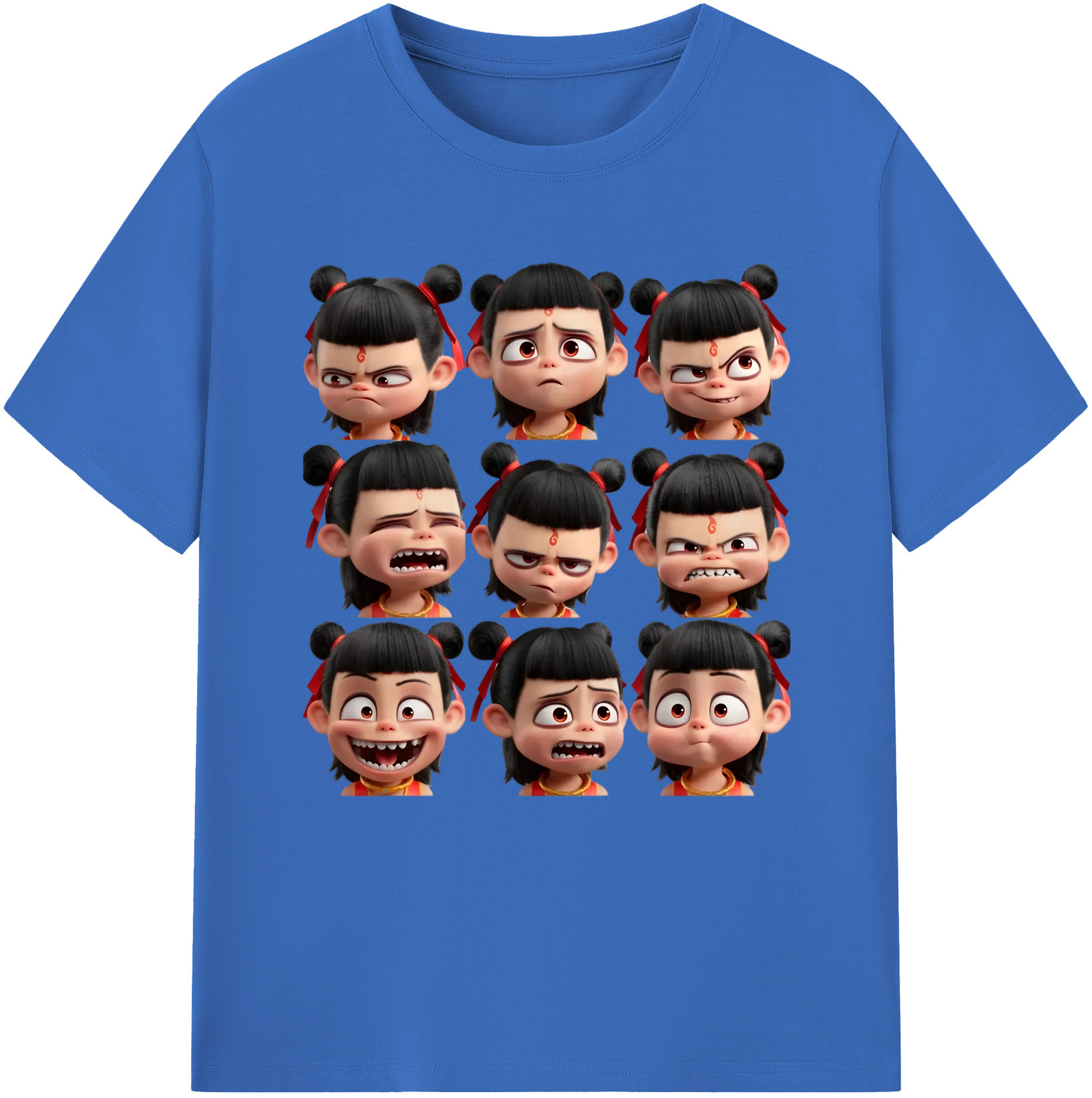 （画像用） Ne Zha 2 ナタ 魔童の大暴れ 綿100％半袖Tシャツ（フロントプリント）