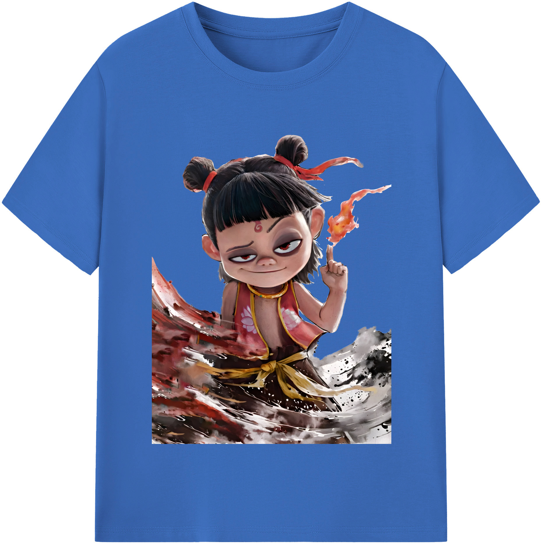 （画像用） Ne Zha 2 ナタ 魔童の大暴れ 綿100％半袖Tシャツ（フロントプリント）