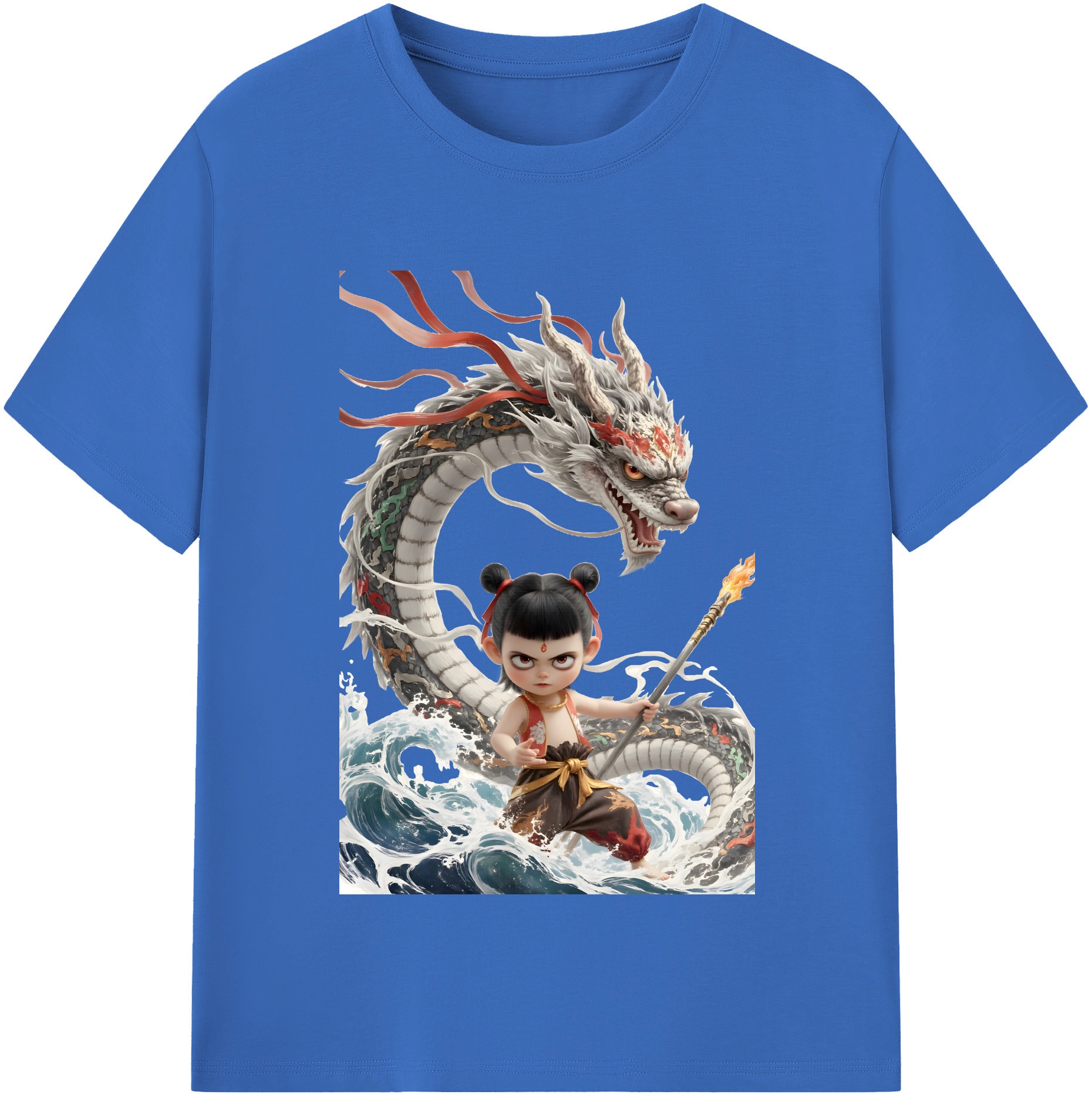 （画像用） Ne Zha 2 ナタ 魔童の大暴れ 綿100％半袖Tシャツ（フロントプリント）