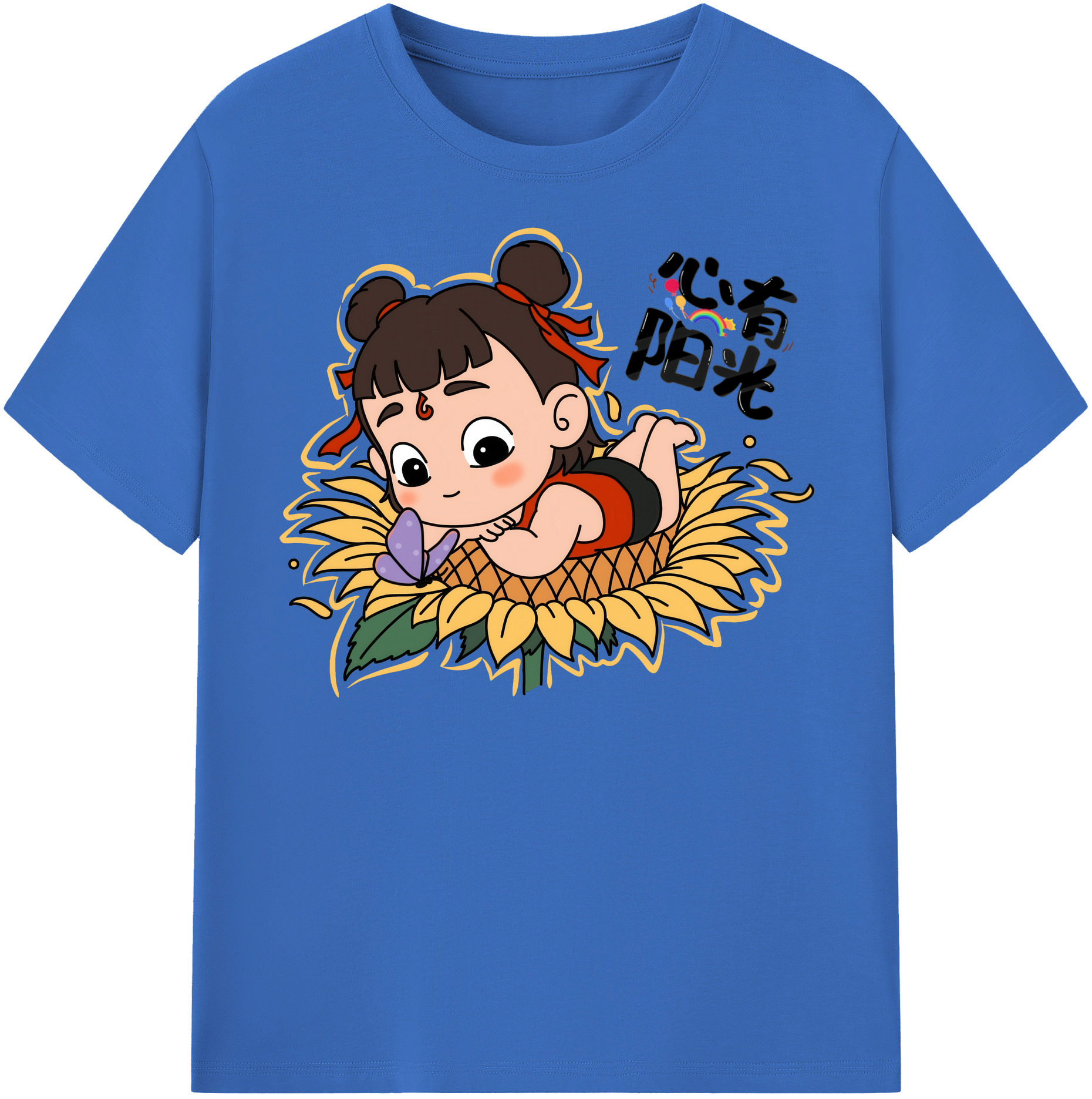 （画像用） Ne Zha 2 ナタ 魔童の大暴れ 綿100％半袖Tシャツ（フロントプリント）