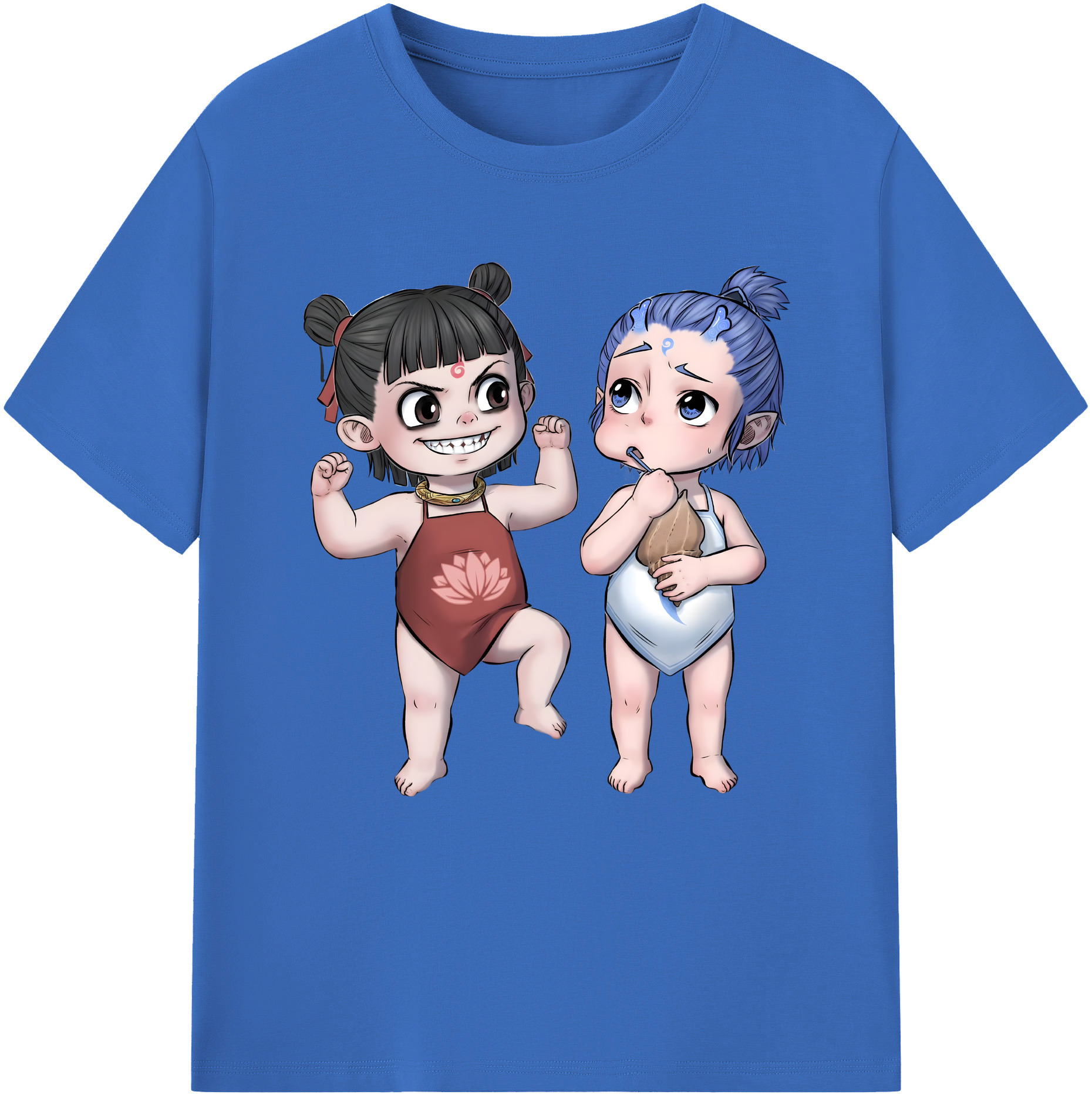 （画像用） Ne Zha 2 ナタ 魔童の大暴れ 綿100％半袖Tシャツ（フロントプリント）