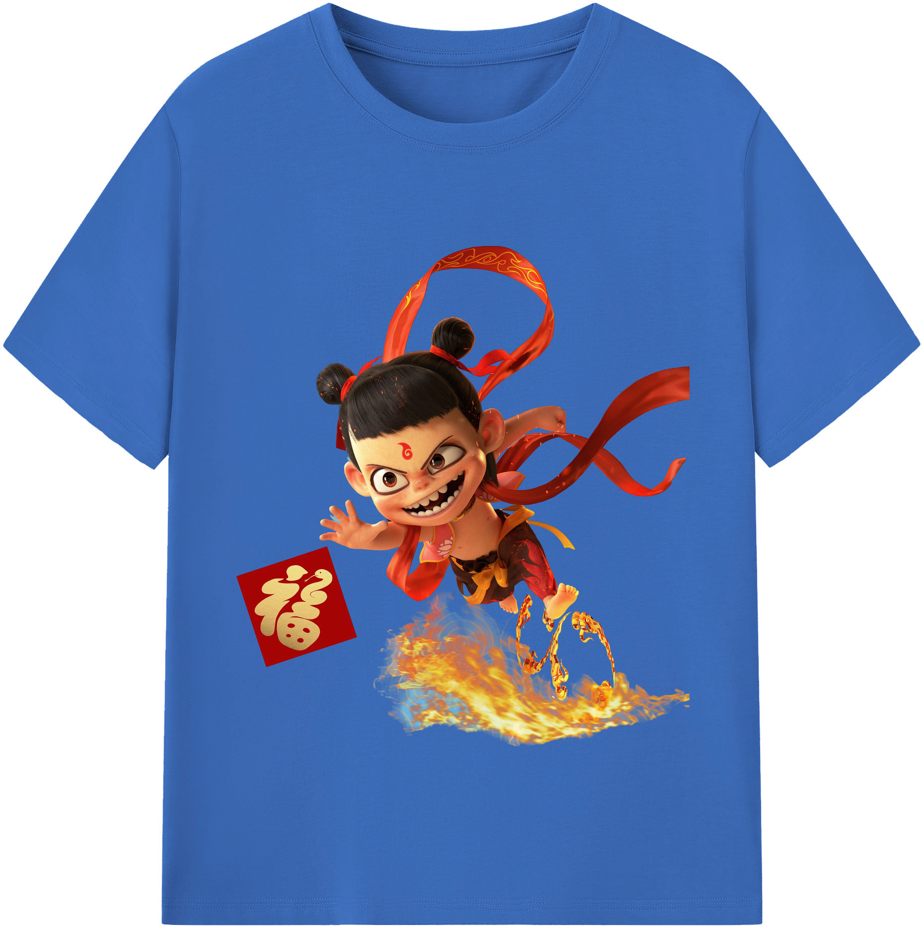 （画像用） Ne Zha 2 ナタ 魔童の大暴れ 綿100％半袖Tシャツ（フロントプリント）