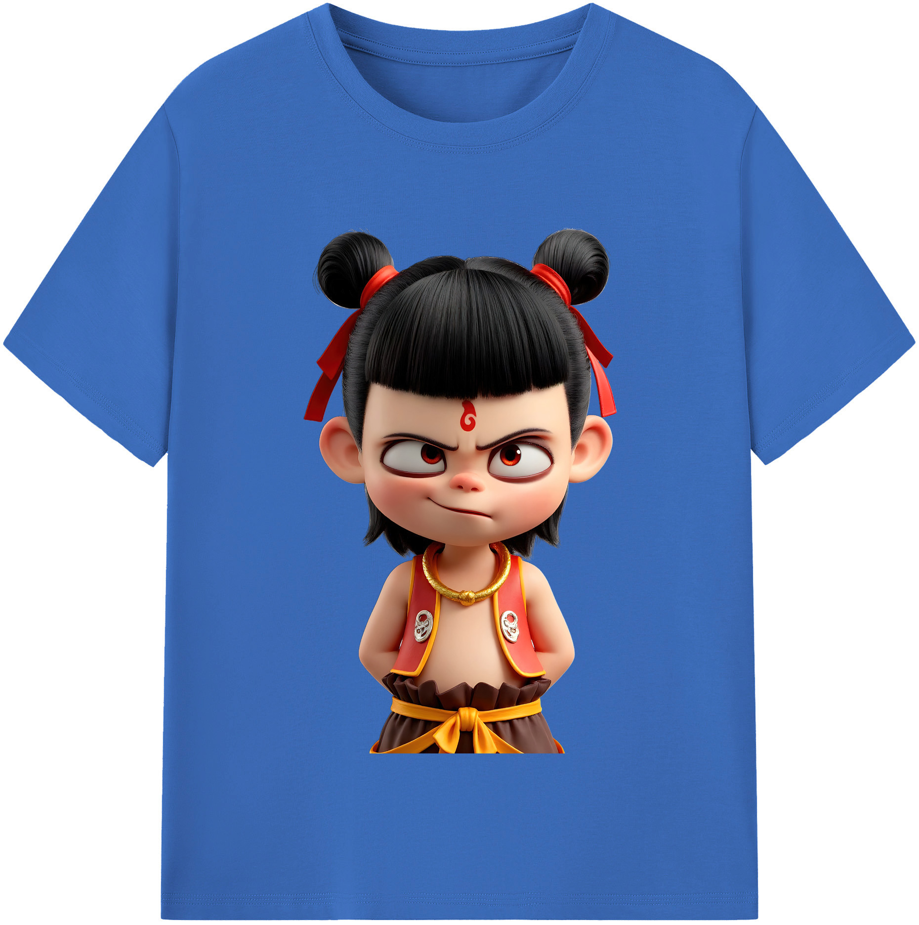 （画像用） Ne Zha 2 ナタ 魔童の大暴れ 綿100％半袖Tシャツ（フロントプリント）