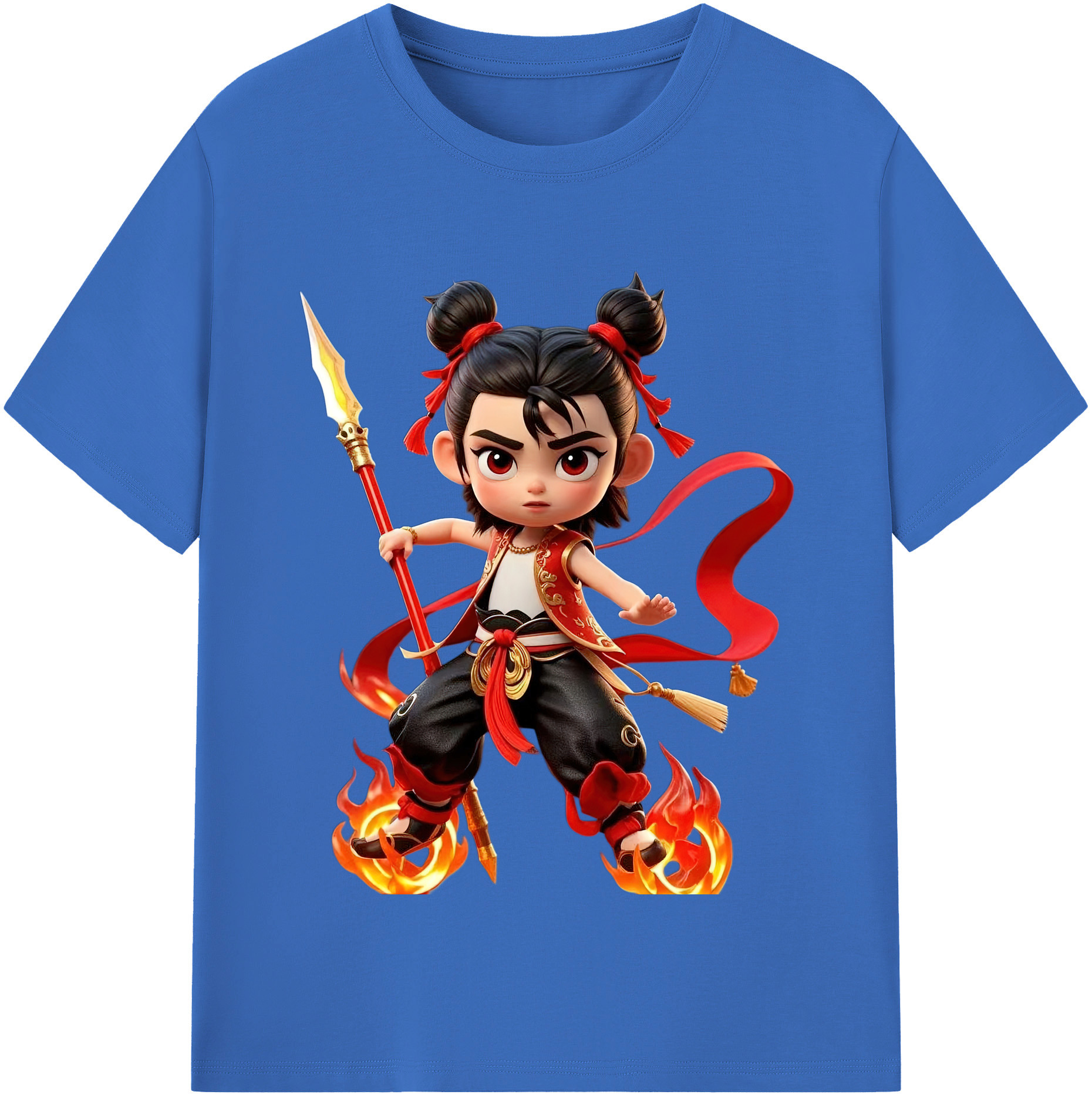 （画像用） Ne Zha 2 ナタ 魔童の大暴れ 綿100％半袖Tシャツ（フロントプリント）