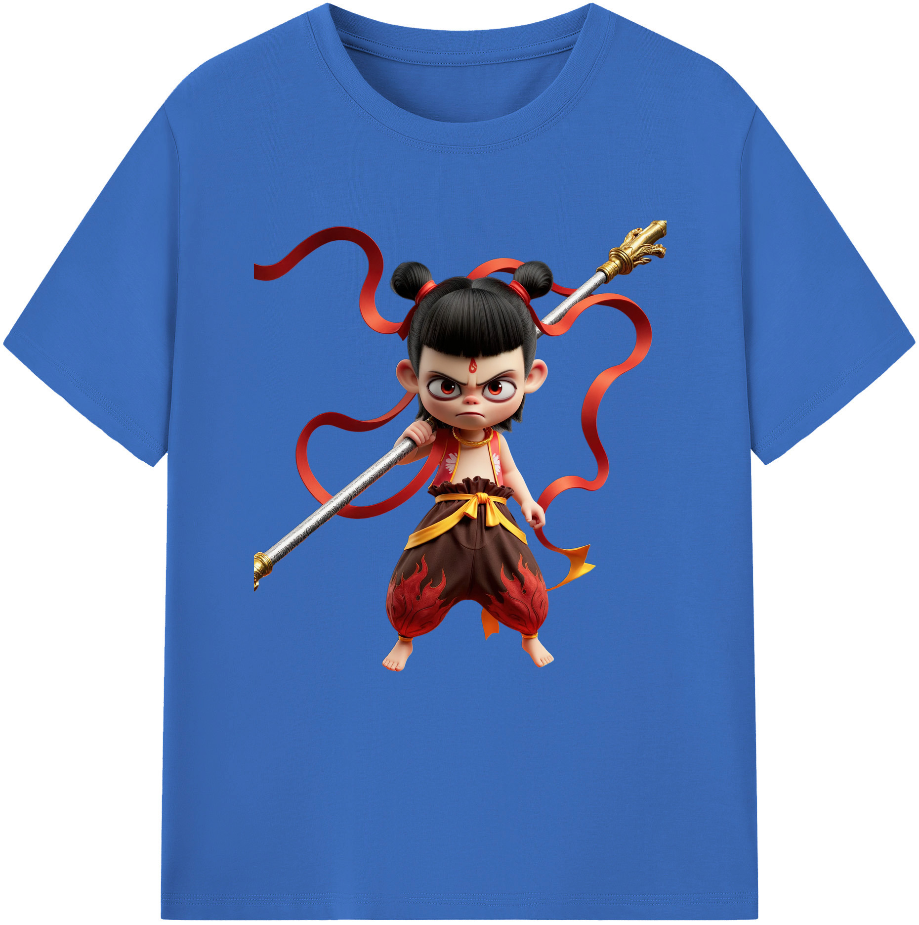 （画像用） Ne Zha 2 ナタ 魔童の大暴れ 綿100％半袖Tシャツ（フロントプリント）