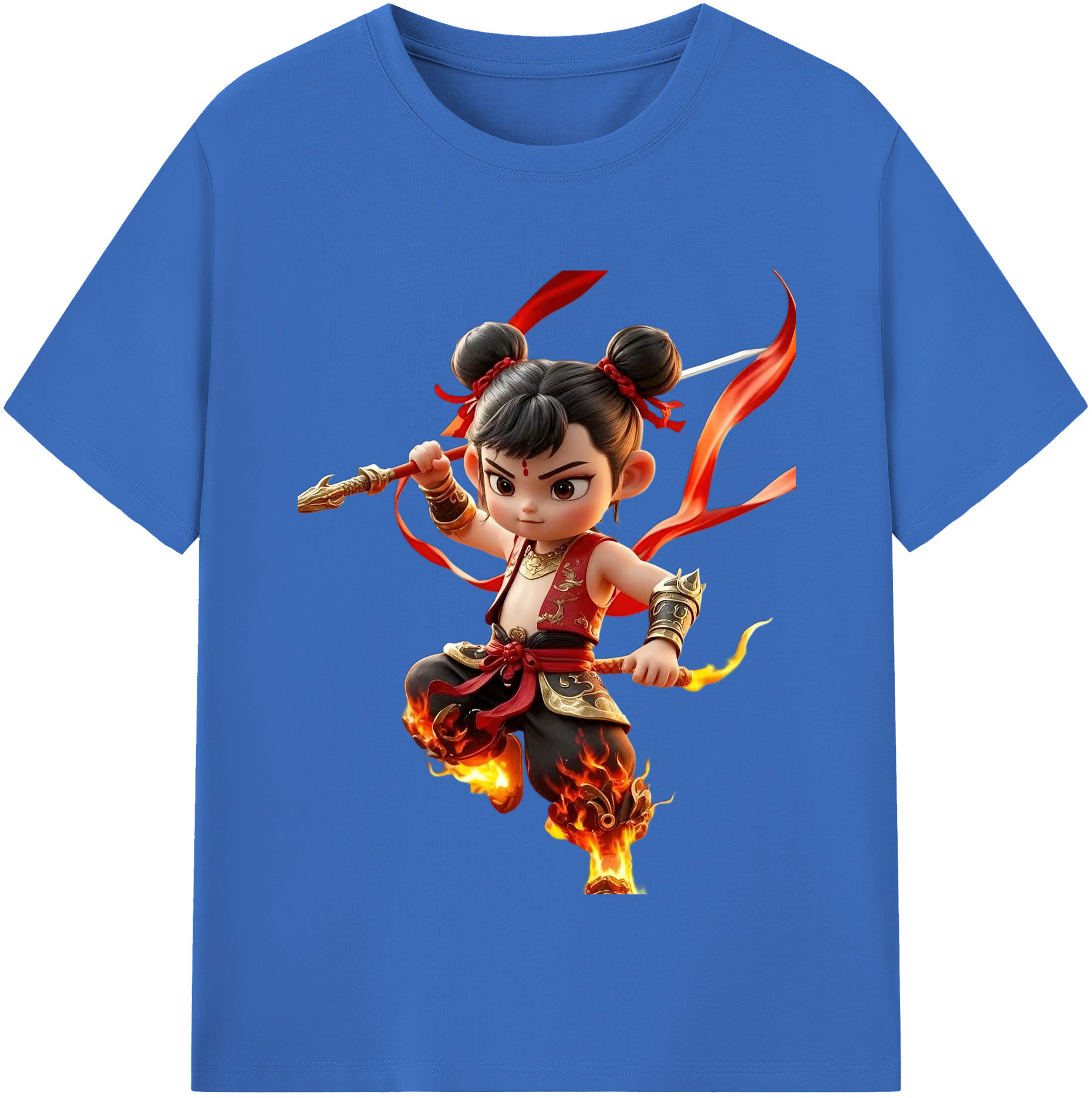 （画像用） Ne Zha 2 ナタ 魔童の大暴れ 綿100％半袖Tシャツ（フロントプリント）