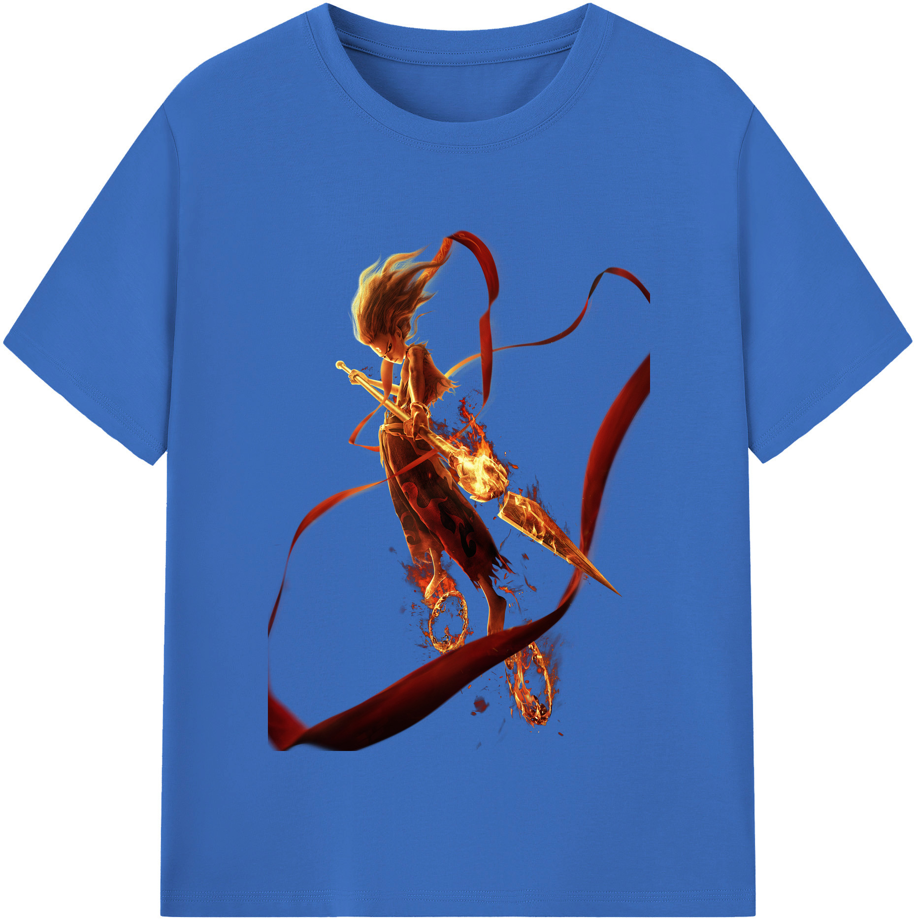 （画像用） Ne Zha 2 ナタ 魔童の大暴れ 綿100％半袖Tシャツ（フロントプリント）