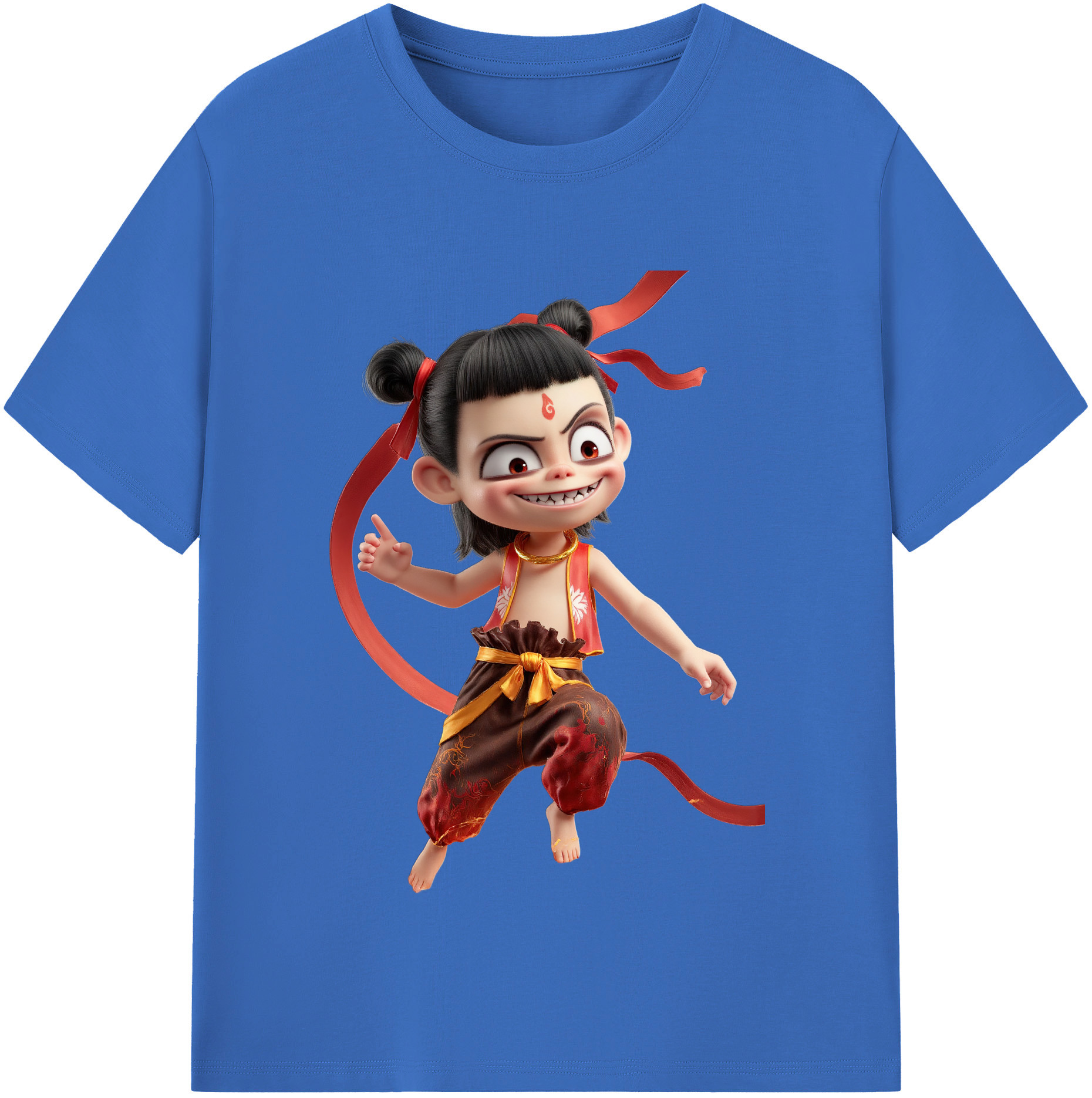 （画像用） Ne Zha 2 ナタ 魔童の大暴れ 綿100％半袖Tシャツ（フロントプリント）