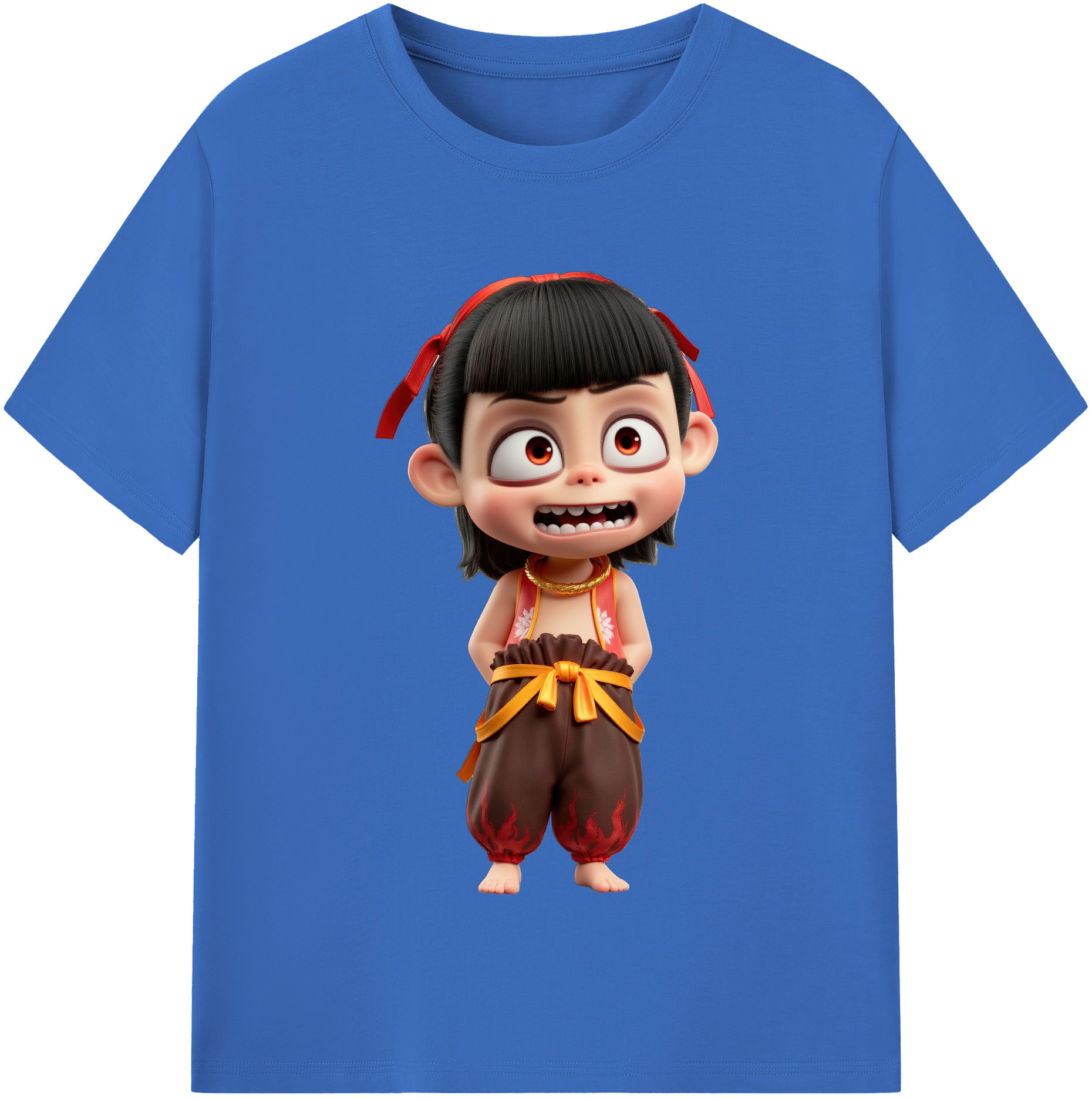 （画像用） Ne Zha 2 ナタ 魔童の大暴れ 綿100％半袖Tシャツ（フロントプリント）