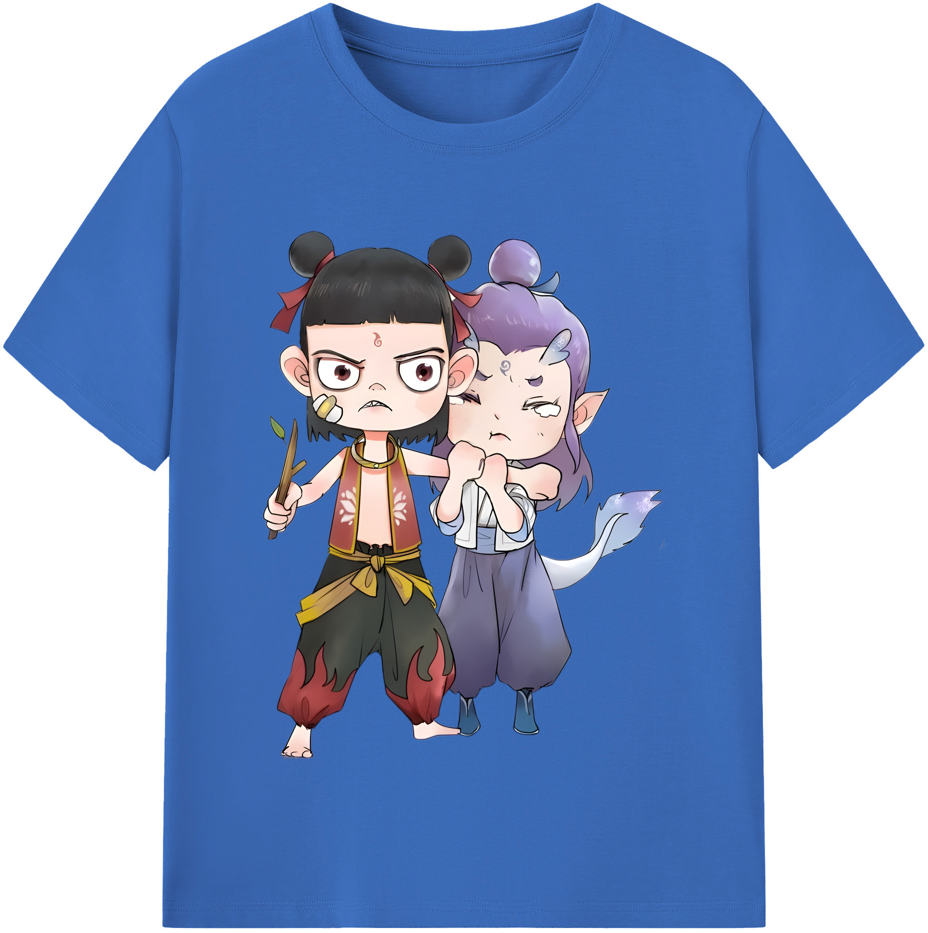 （画像用） Ne Zha 2 ナタ 魔童の大暴れ 綿100％半袖Tシャツ（フロントプリント）
