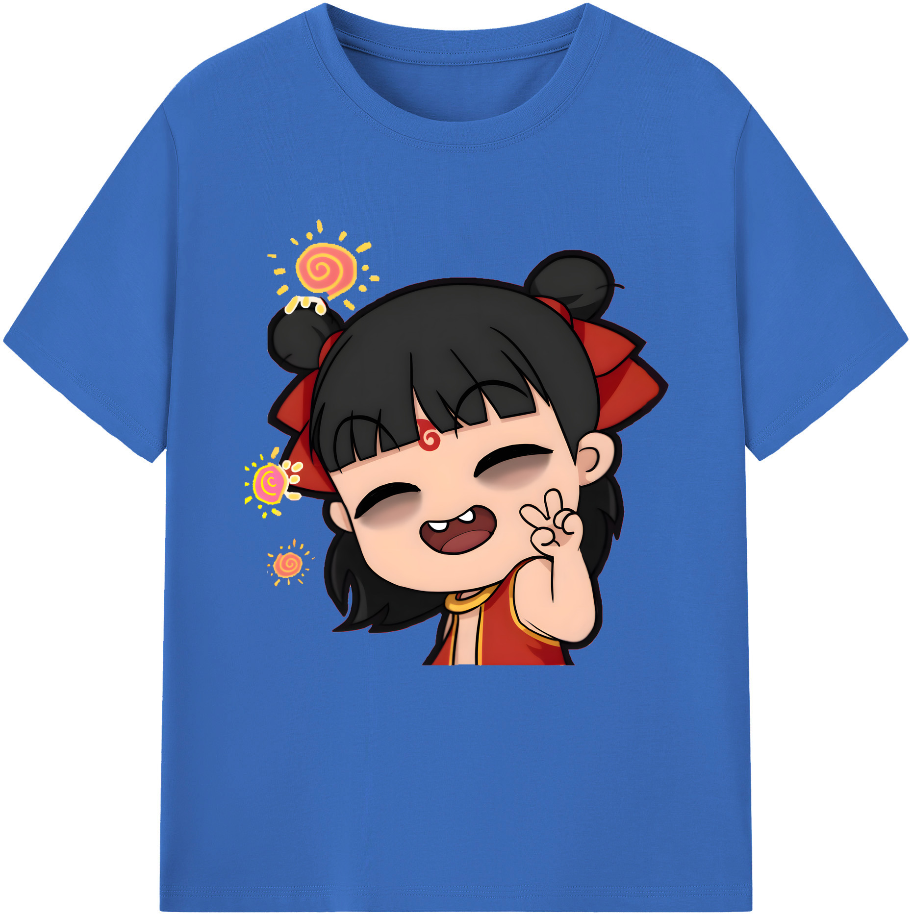 （画像用） Ne Zha 2 ナタ 魔童の大暴れ 綿100％半袖Tシャツ（フロントプリント）