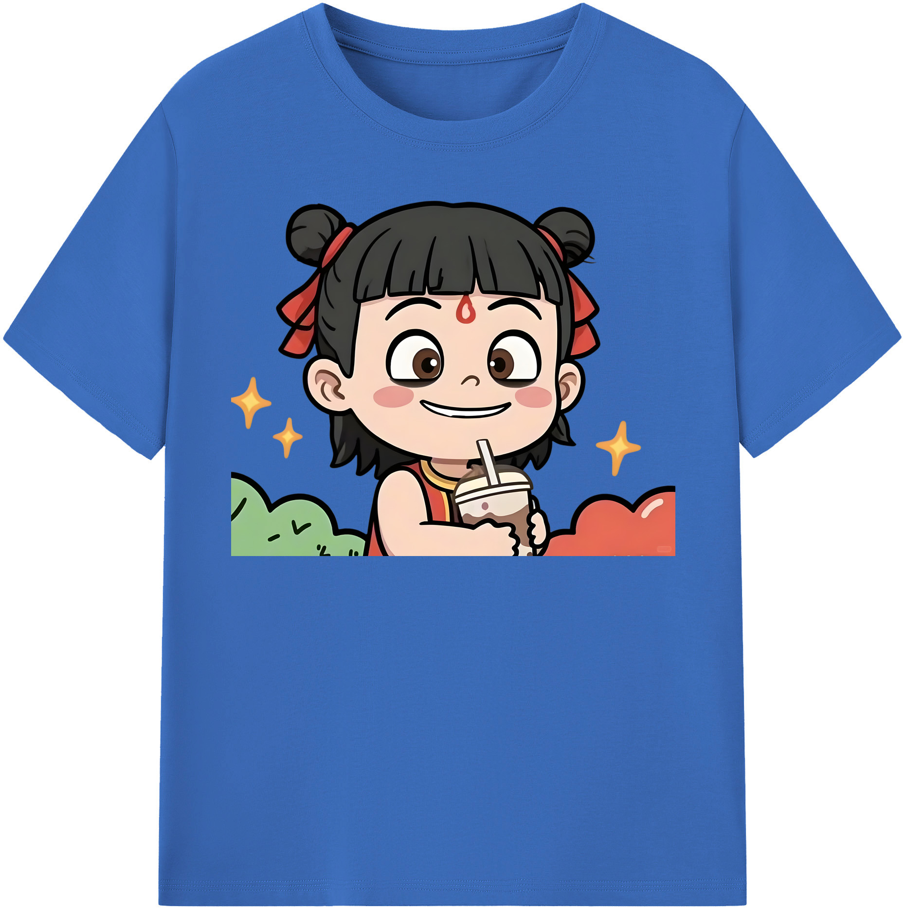 （画像用） Ne Zha 2 ナタ 魔童の大暴れ 綿100％半袖Tシャツ（フロントプリント）