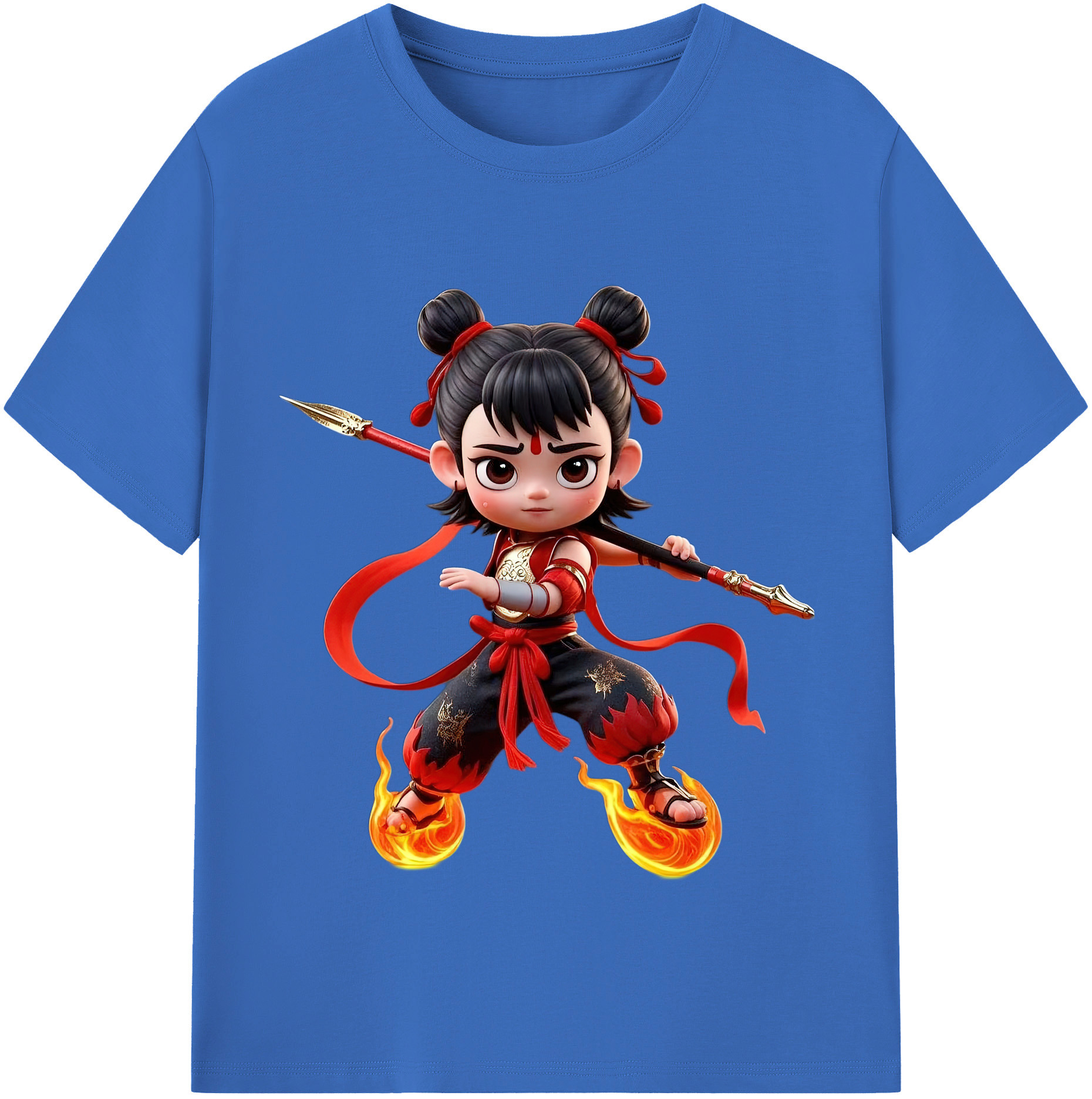 （画像用） Ne Zha 2 ナタ 魔童の大暴れ 綿100％半袖Tシャツ（フロントプリント）