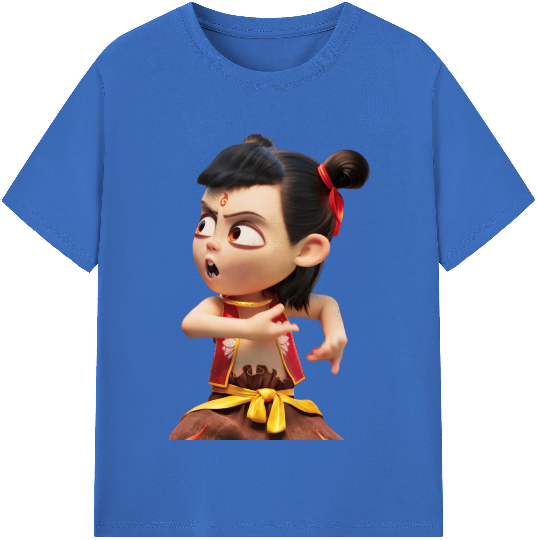 （画像用） Ne Zha 2 ナタ 魔童の大暴れ 綿100％半袖Tシャツ（フロントプリント）