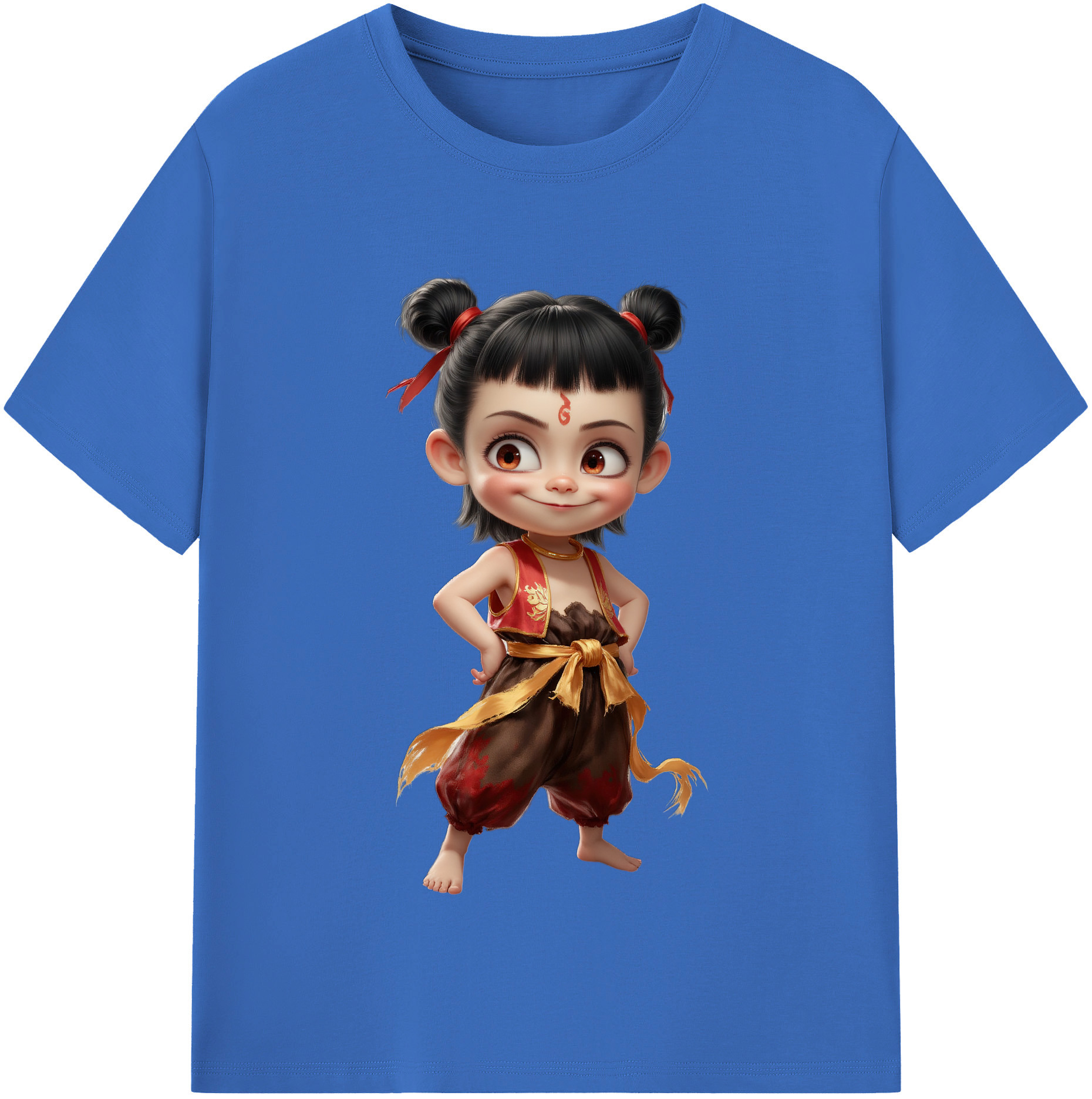 （画像用） Ne Zha 2 ナタ 魔童の大暴れ 綿100％半袖Tシャツ（フロントプリント）