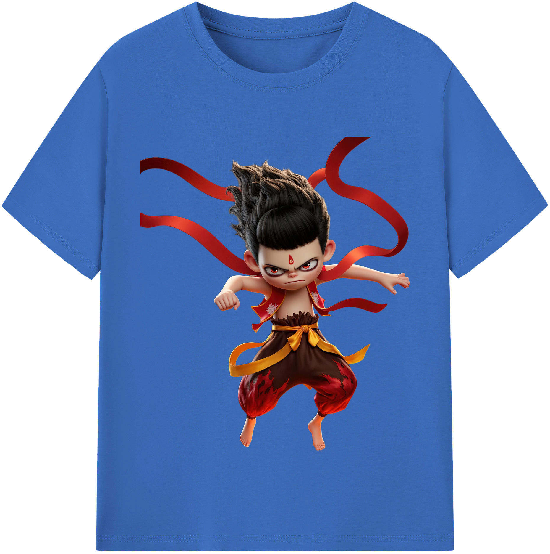 （画像用） Ne Zha 2 ナタ 魔童の大暴れ 綿100％半袖Tシャツ（フロントプリント）