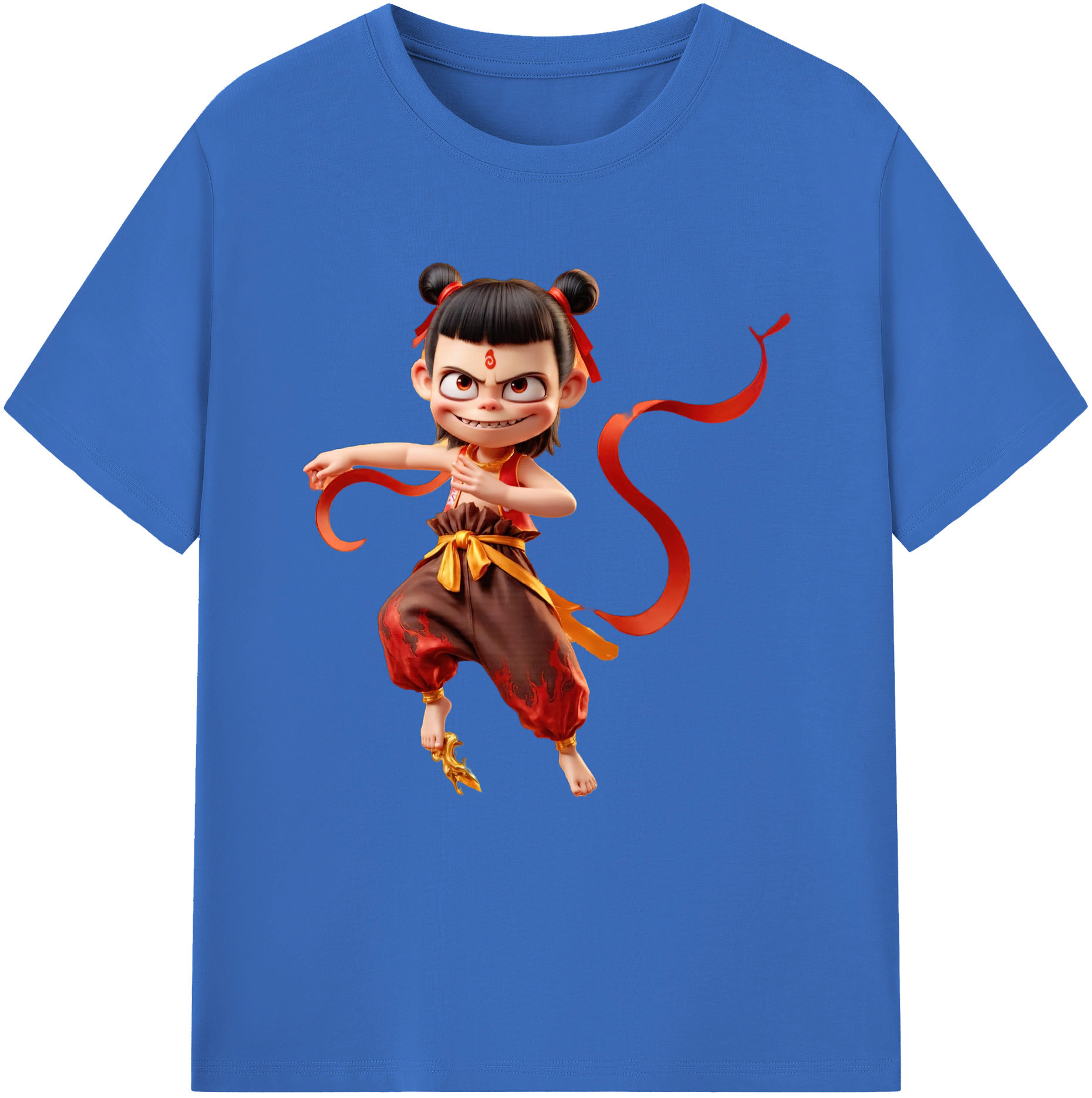 （画像用） Ne Zha 2 ナタ 魔童の大暴れ 綿100％半袖Tシャツ（フロントプリント）