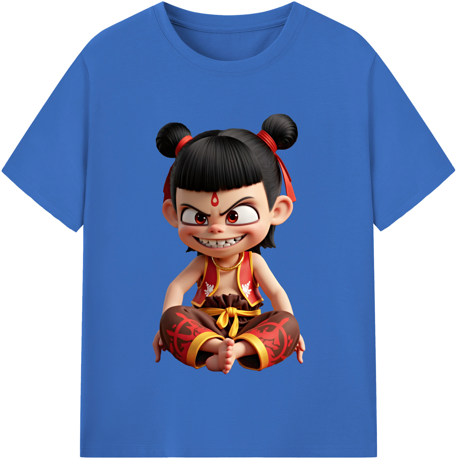 （画像用） Ne Zha 2 ナタ 魔童の大暴れ 綿100％半袖Tシャツ（フロントプリント）