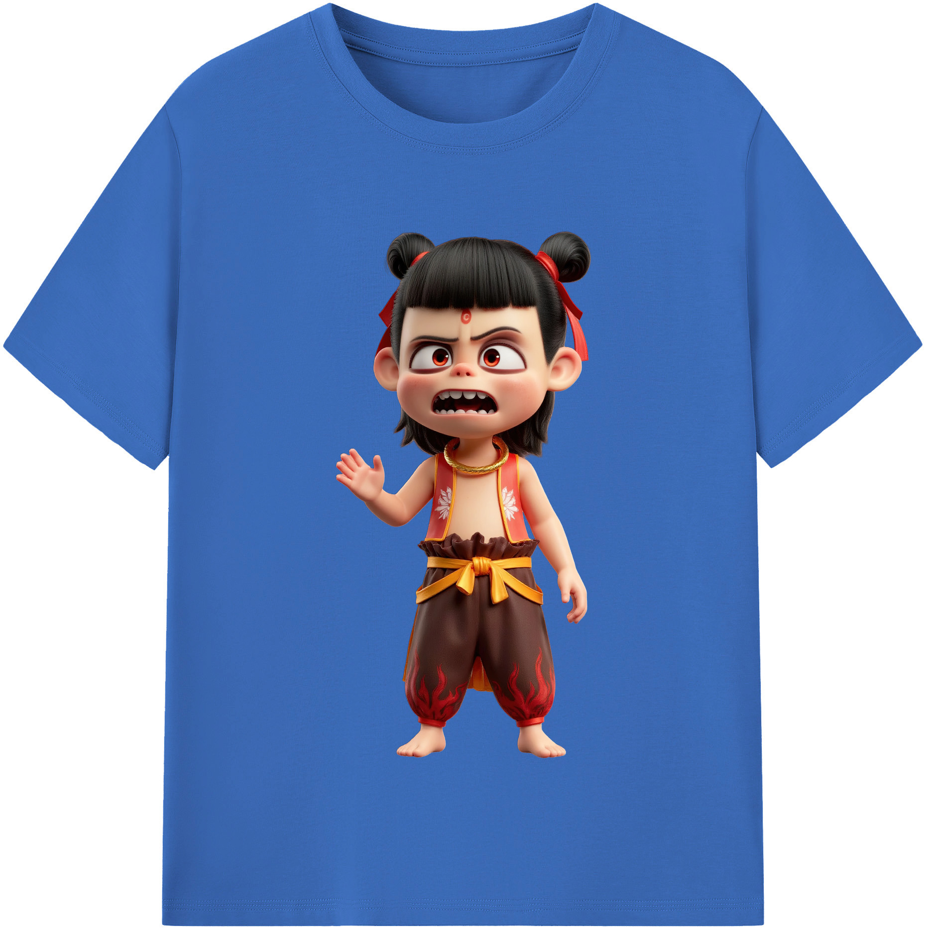 （画像用） Ne Zha 2 ナタ 魔童の大暴れ 綿100％半袖Tシャツ（フロントプリント）