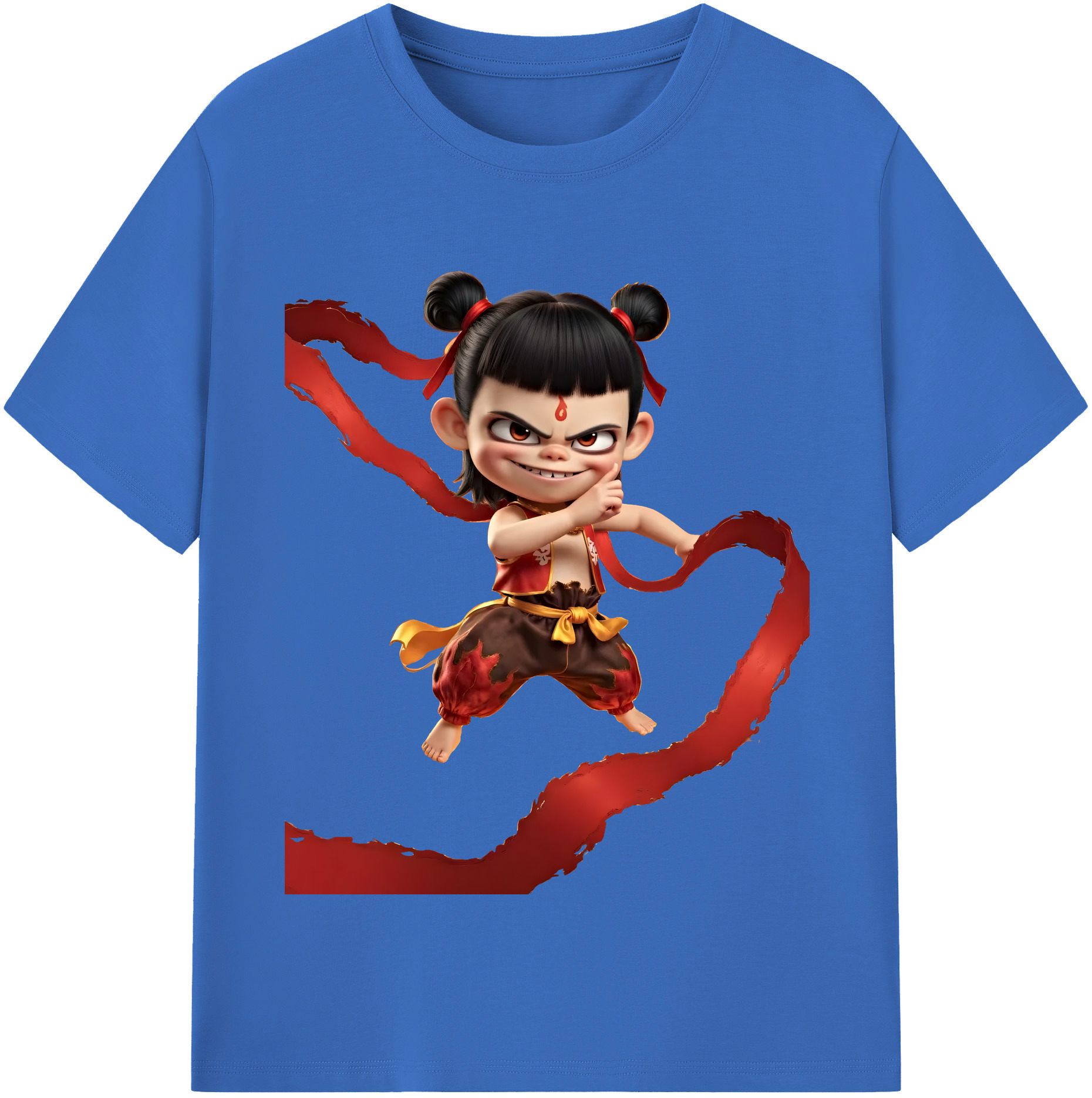 （画像用） Ne Zha 2 ナタ 魔童の大暴れ 綿100％半袖Tシャツ（フロントプリント）
