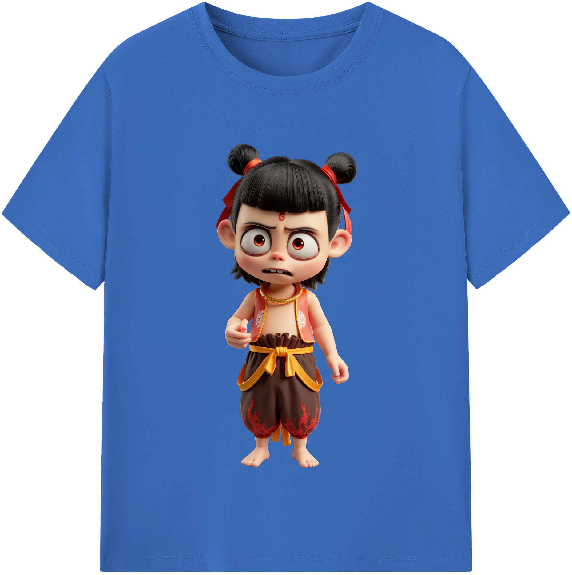 （画像用） Ne Zha 2 ナタ 魔童の大暴れ 綿100％半袖Tシャツ（フロントプリント）