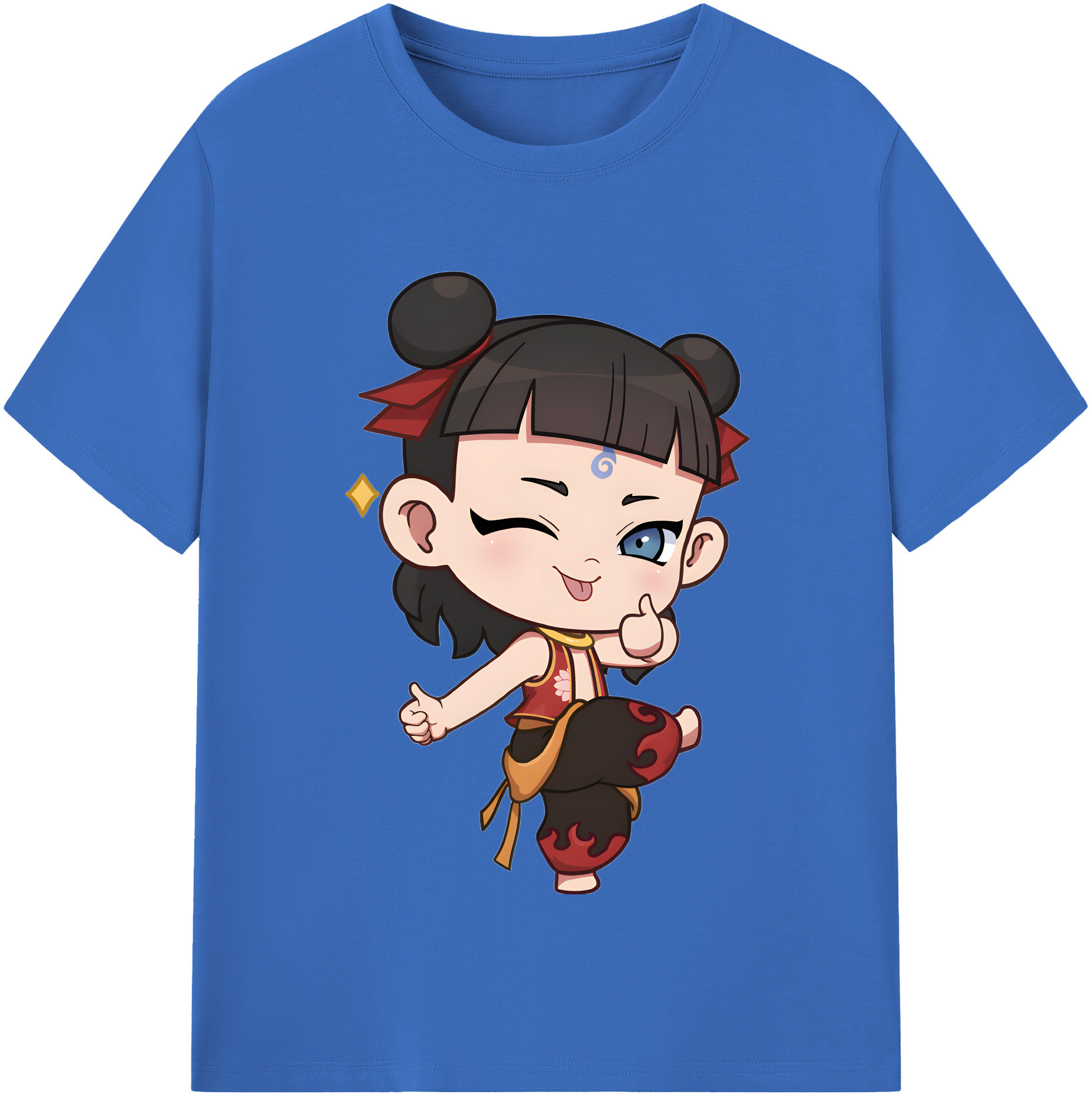（画像用） Ne Zha 2 ナタ 魔童の大暴れ 綿100％半袖Tシャツ（フロントプリント）