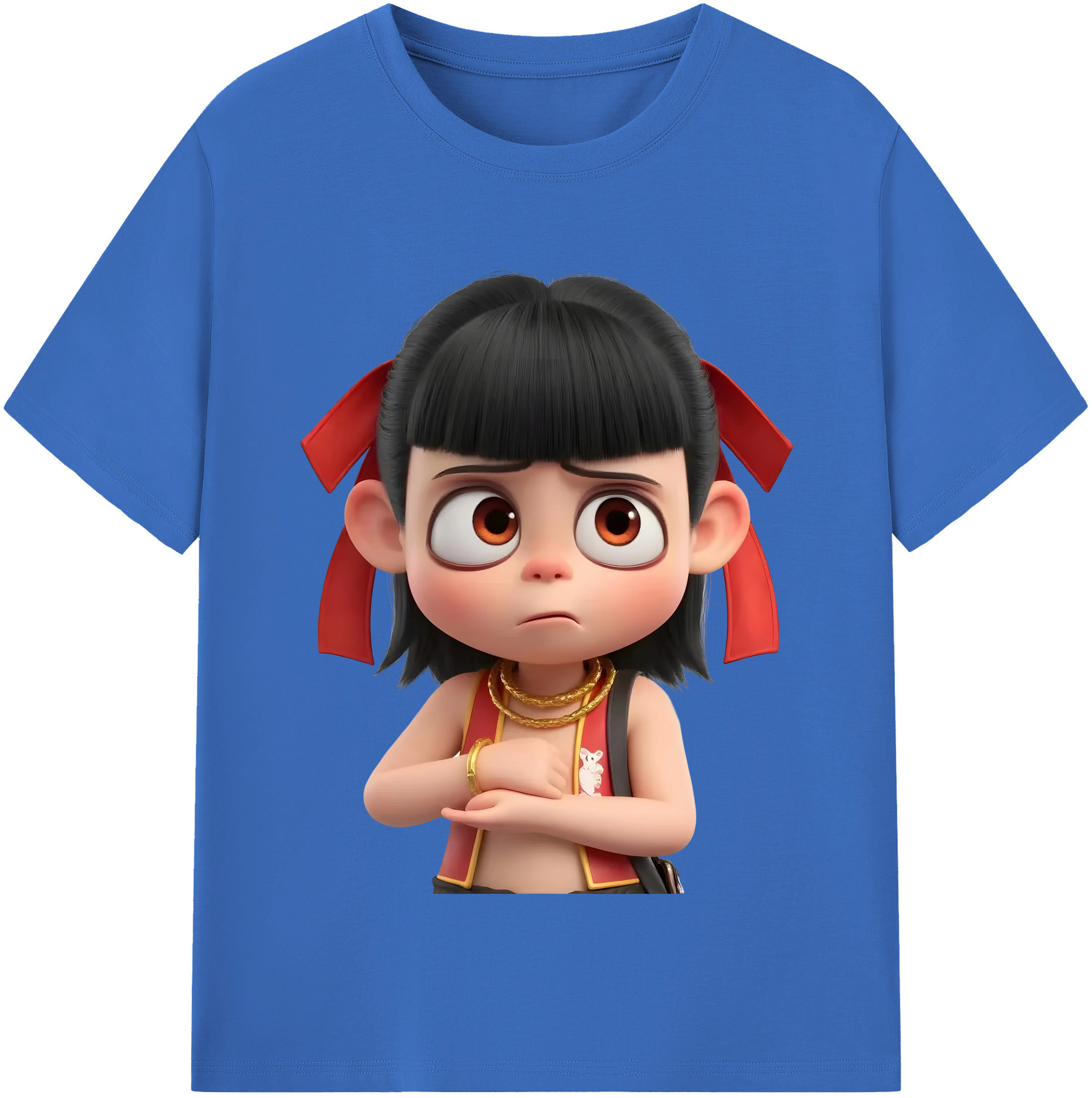 （画像用） Ne Zha 2 ナタ 魔童の大暴れ 綿100％半袖Tシャツ（フロントプリント）