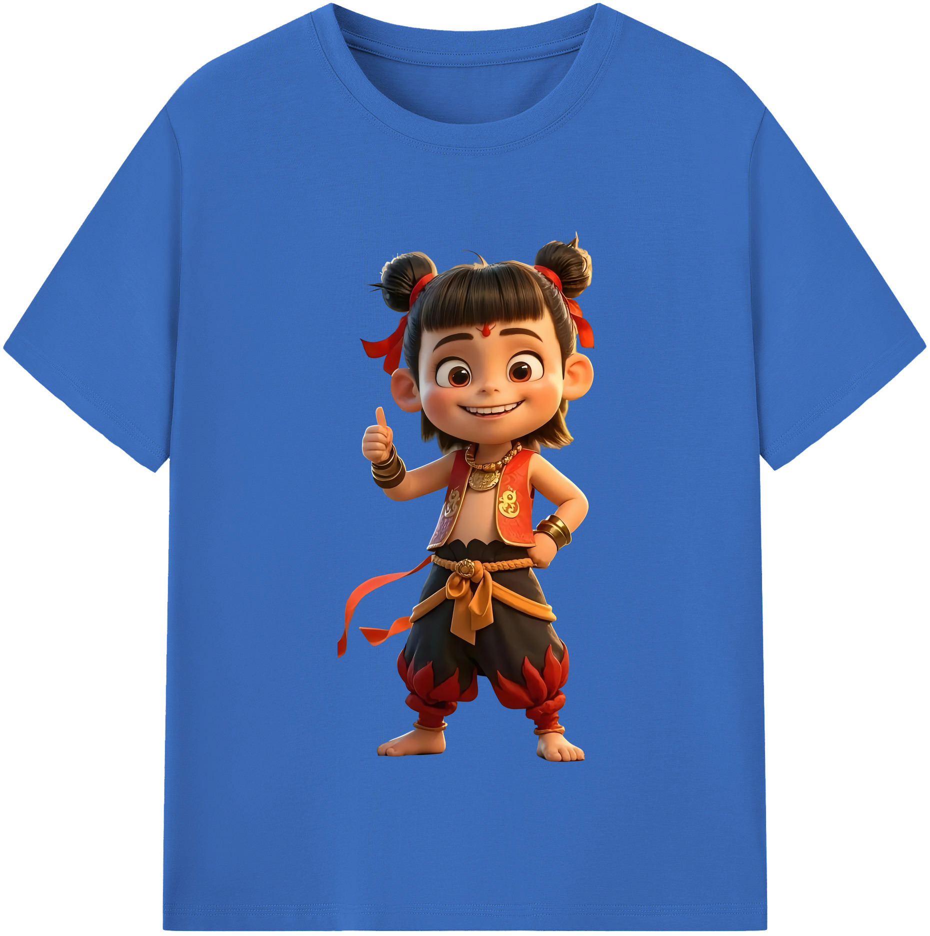 （画像用） Ne Zha 2 ナタ 魔童の大暴れ 綿100％半袖Tシャツ（フロントプリント）