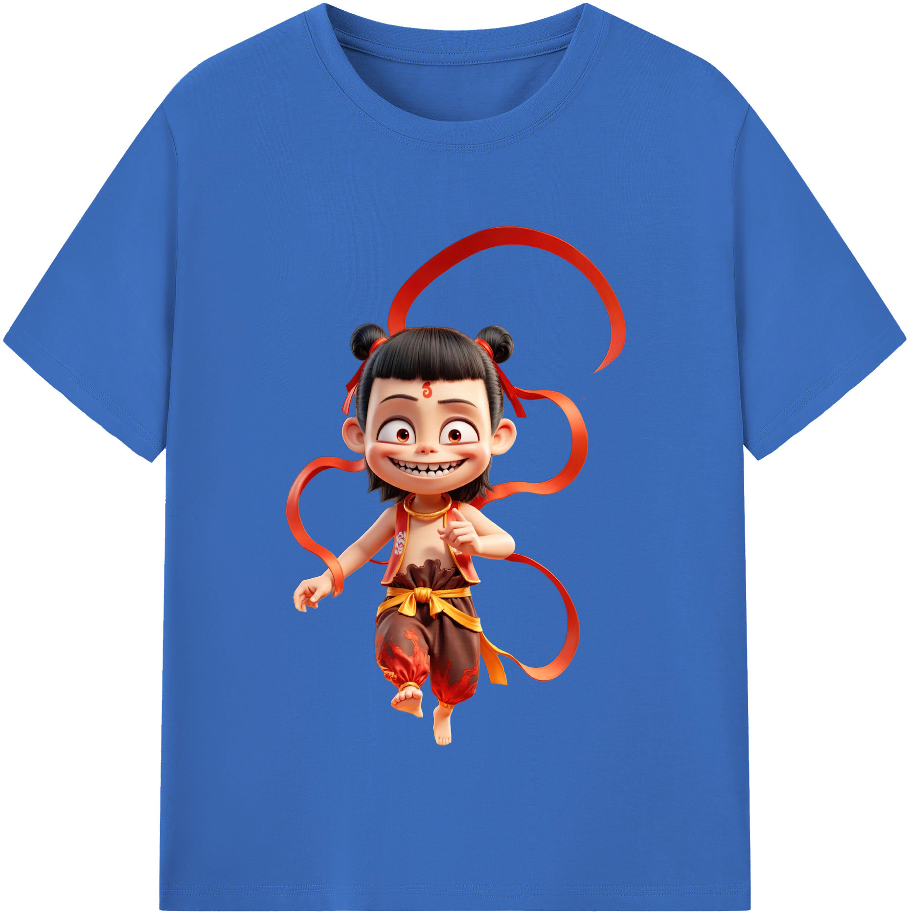 （画像用） Ne Zha 2 ナタ 魔童の大暴れ 綿100％半袖Tシャツ（フロントプリント）