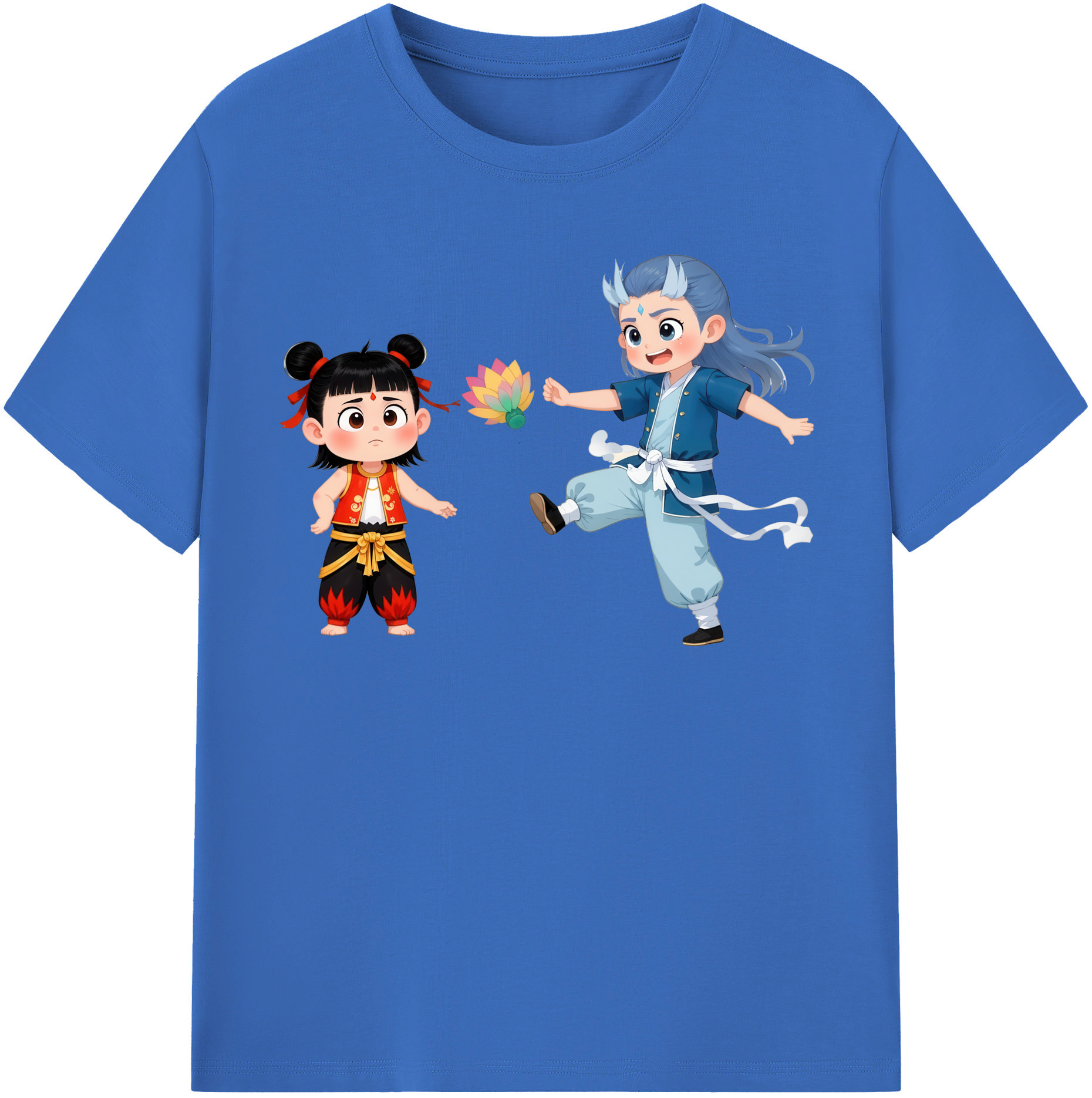 （画像用） Ne Zha 2 ナタ 魔童の大暴れ 綿100％半袖Tシャツ（フロントプリント）