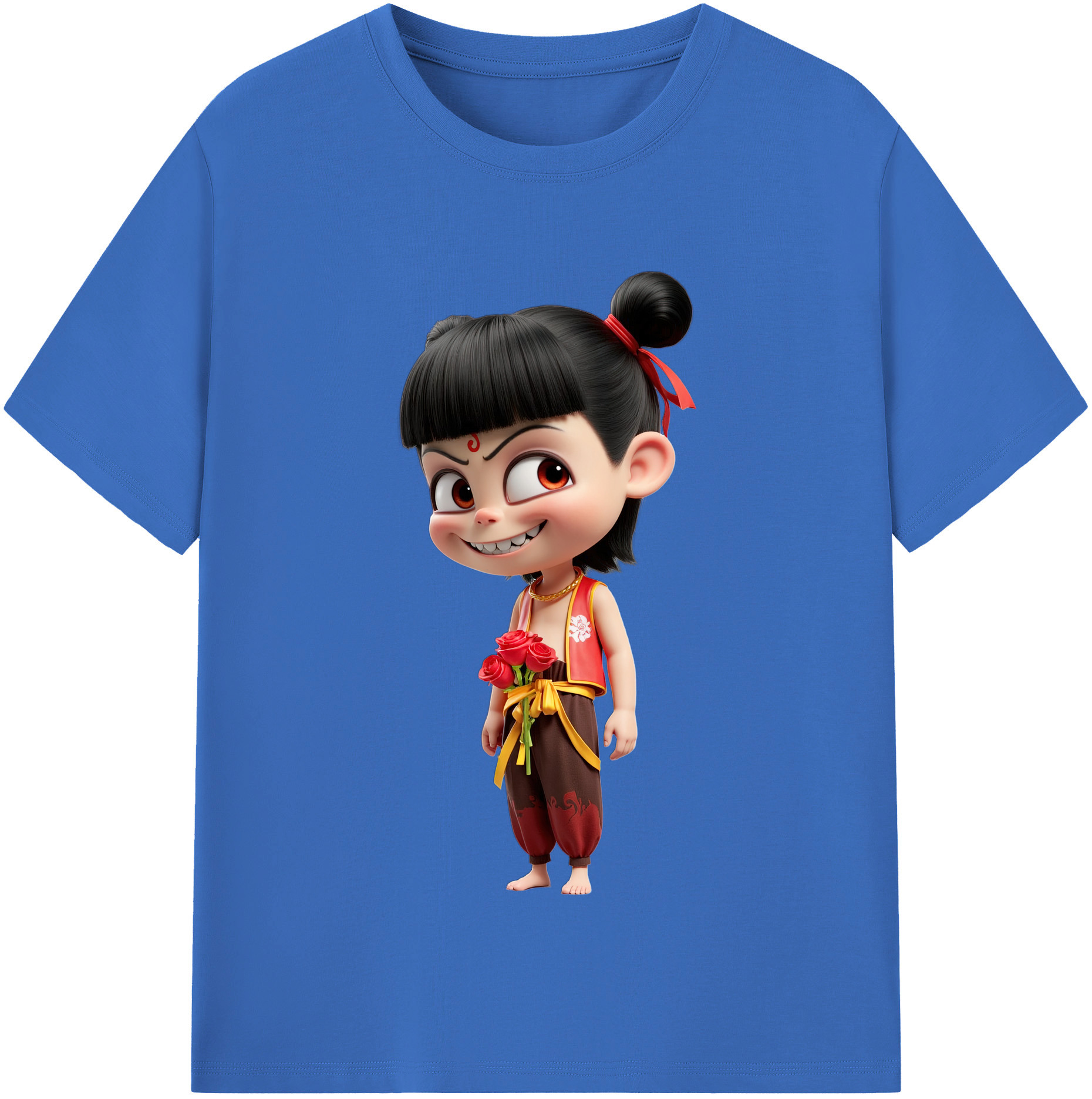 （画像用） Ne Zha 2 ナタ 魔童の大暴れ 綿100％半袖Tシャツ（フロントプリント）