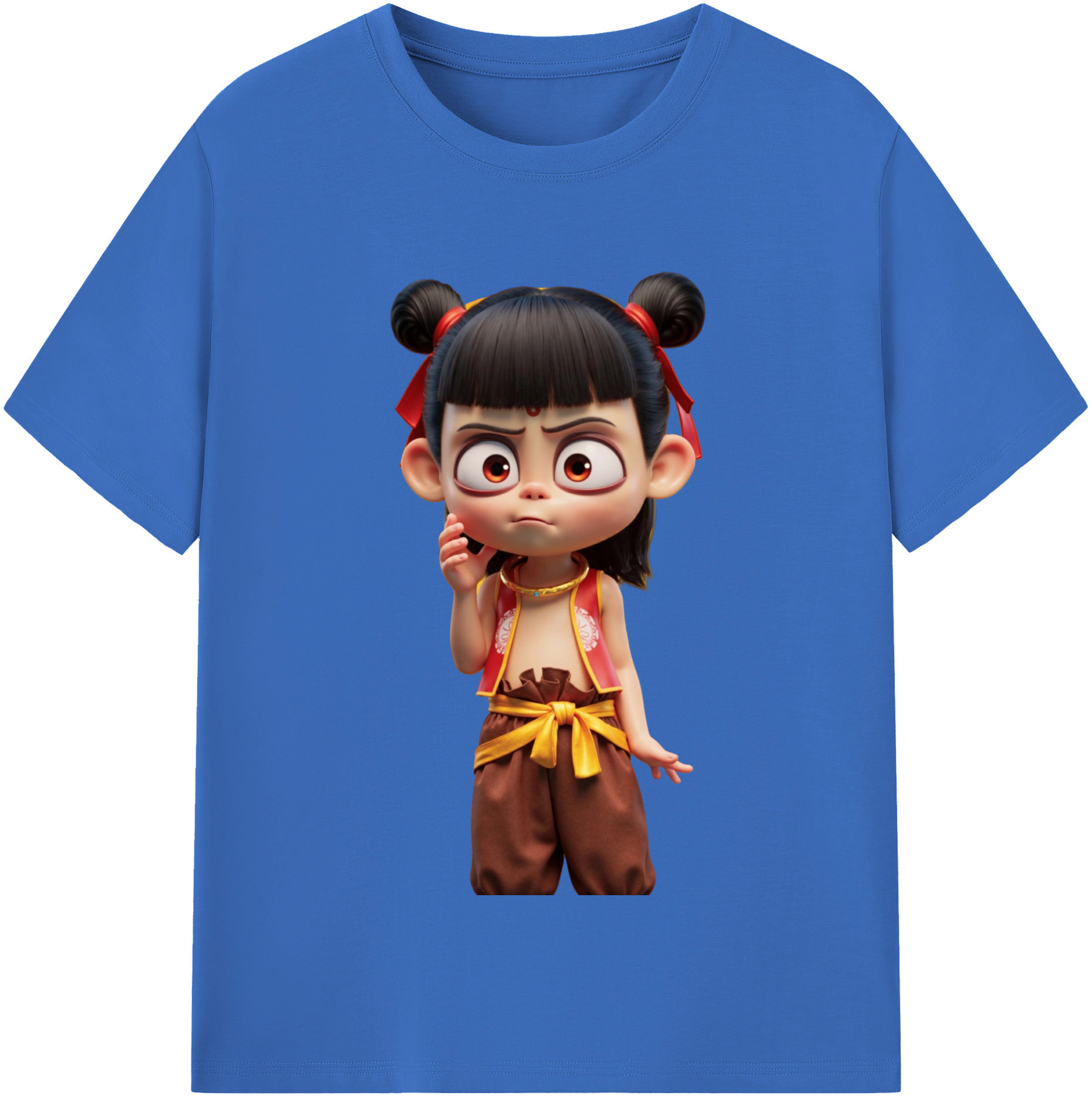 （画像用） Ne Zha 2 ナタ 魔童の大暴れ 綿100％半袖Tシャツ（フロントプリント）
