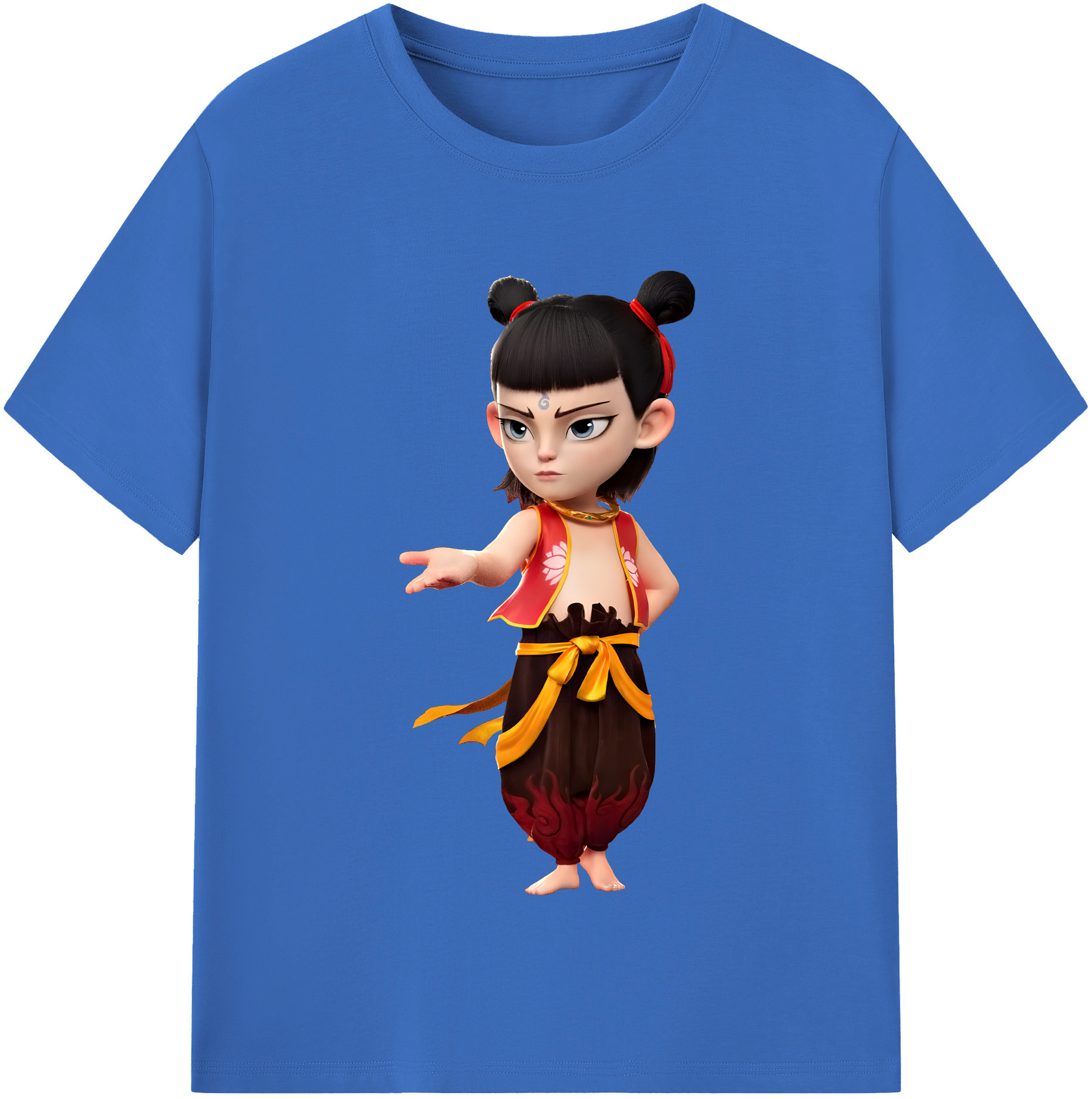 （画像用） Ne Zha 2 ナタ 魔童の大暴れ 綿100％半袖Tシャツ（フロントプリント）