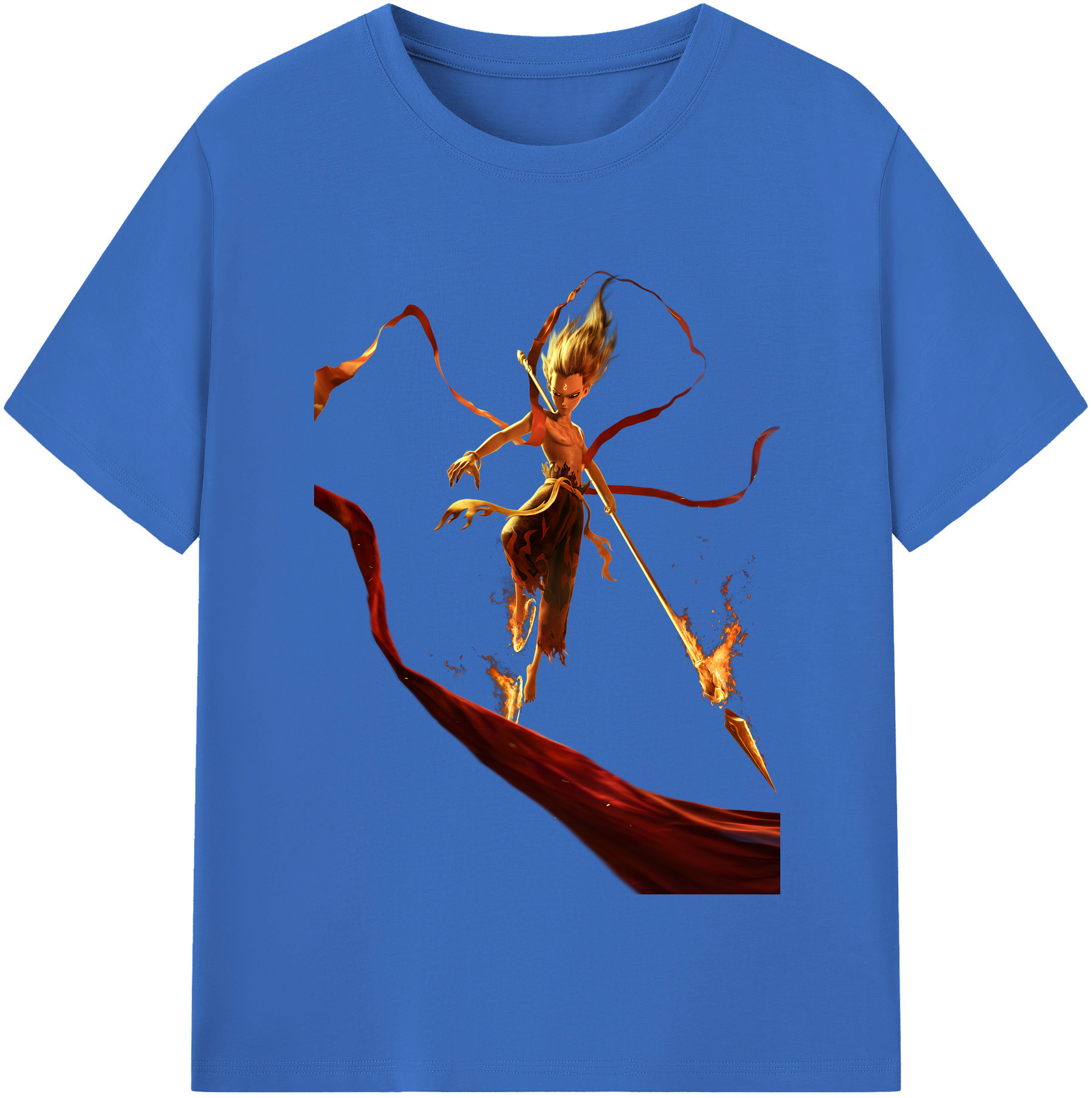 （画像用） Ne Zha 2 ナタ 魔童の大暴れ 綿100％半袖Tシャツ（フロントプリント）