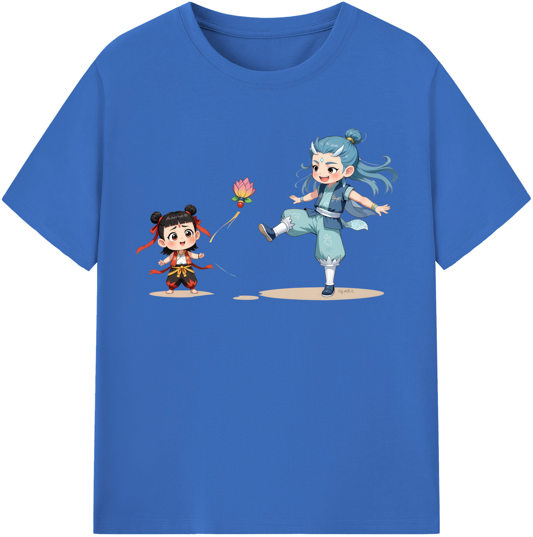 （画像用） Ne Zha 2 ナタ 魔童の大暴れ 綿100％半袖Tシャツ（フロントプリント）