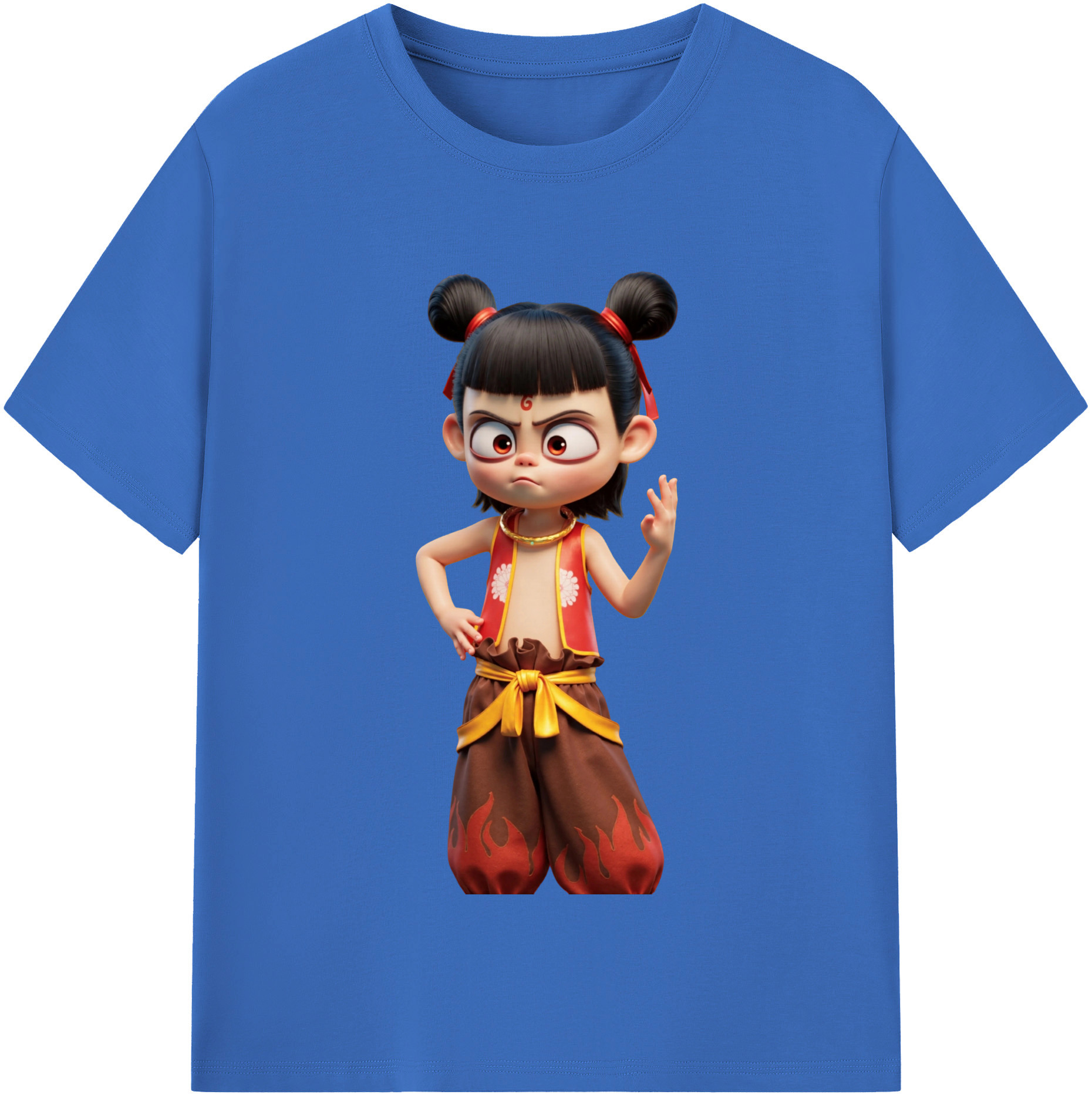 （画像用） Ne Zha 2 ナタ 魔童の大暴れ 綿100％半袖Tシャツ（フロントプリント）