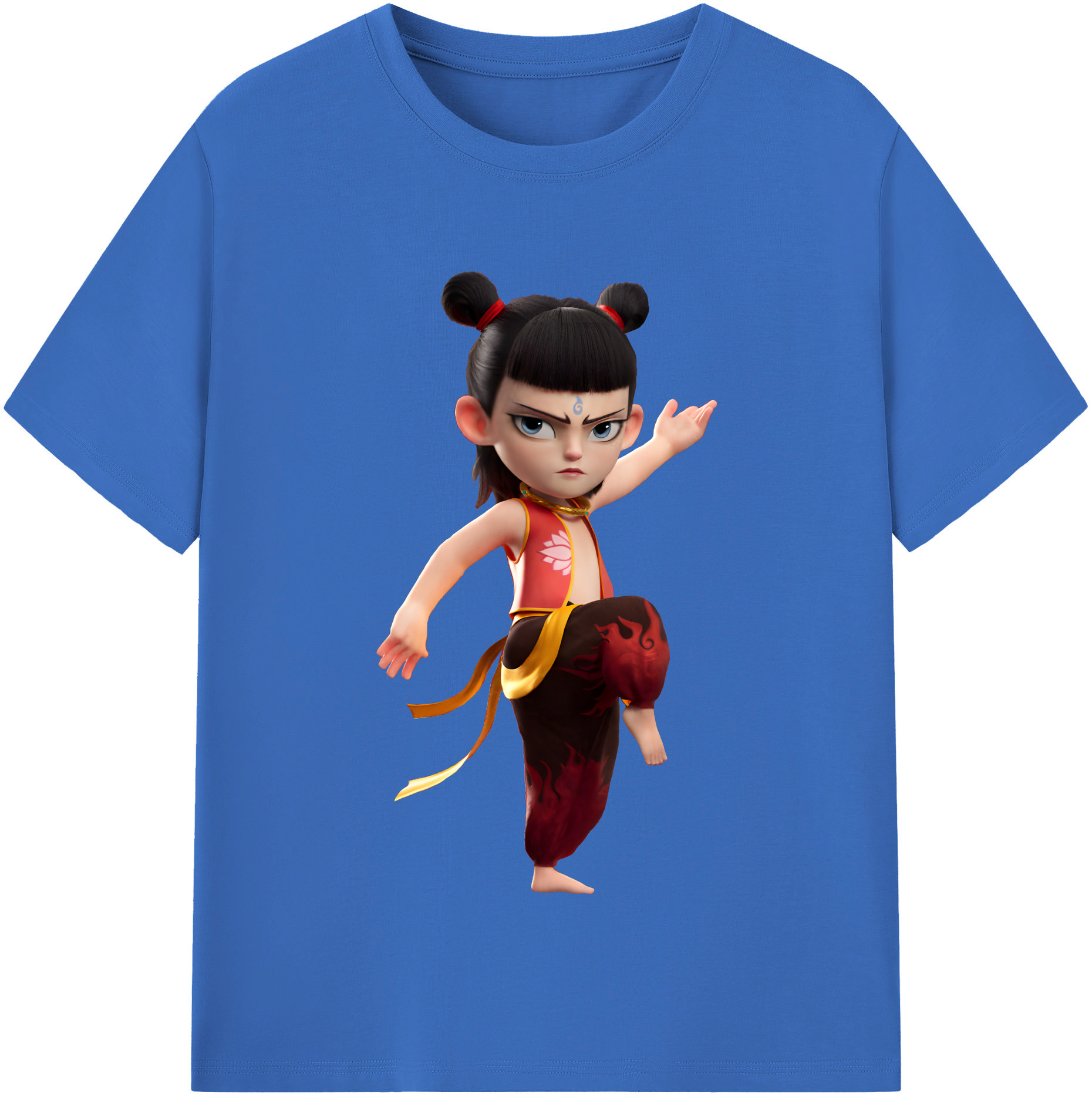 （画像用） Ne Zha 2 ナタ 魔童の大暴れ 綿100％半袖Tシャツ（フロントプリント）