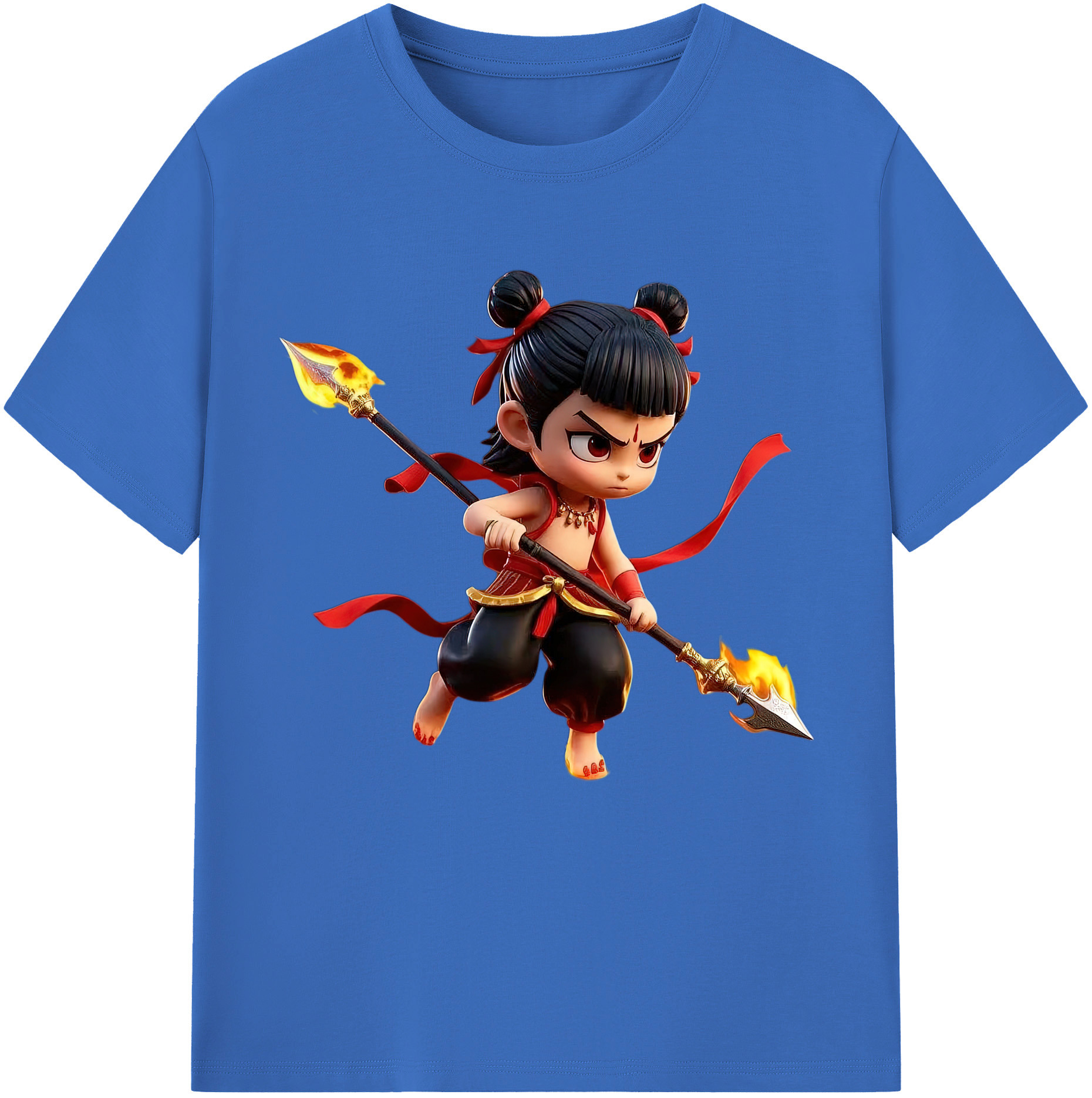 （画像用） Ne Zha 2 ナタ 魔童の大暴れ 綿100％半袖Tシャツ（フロントプリント）