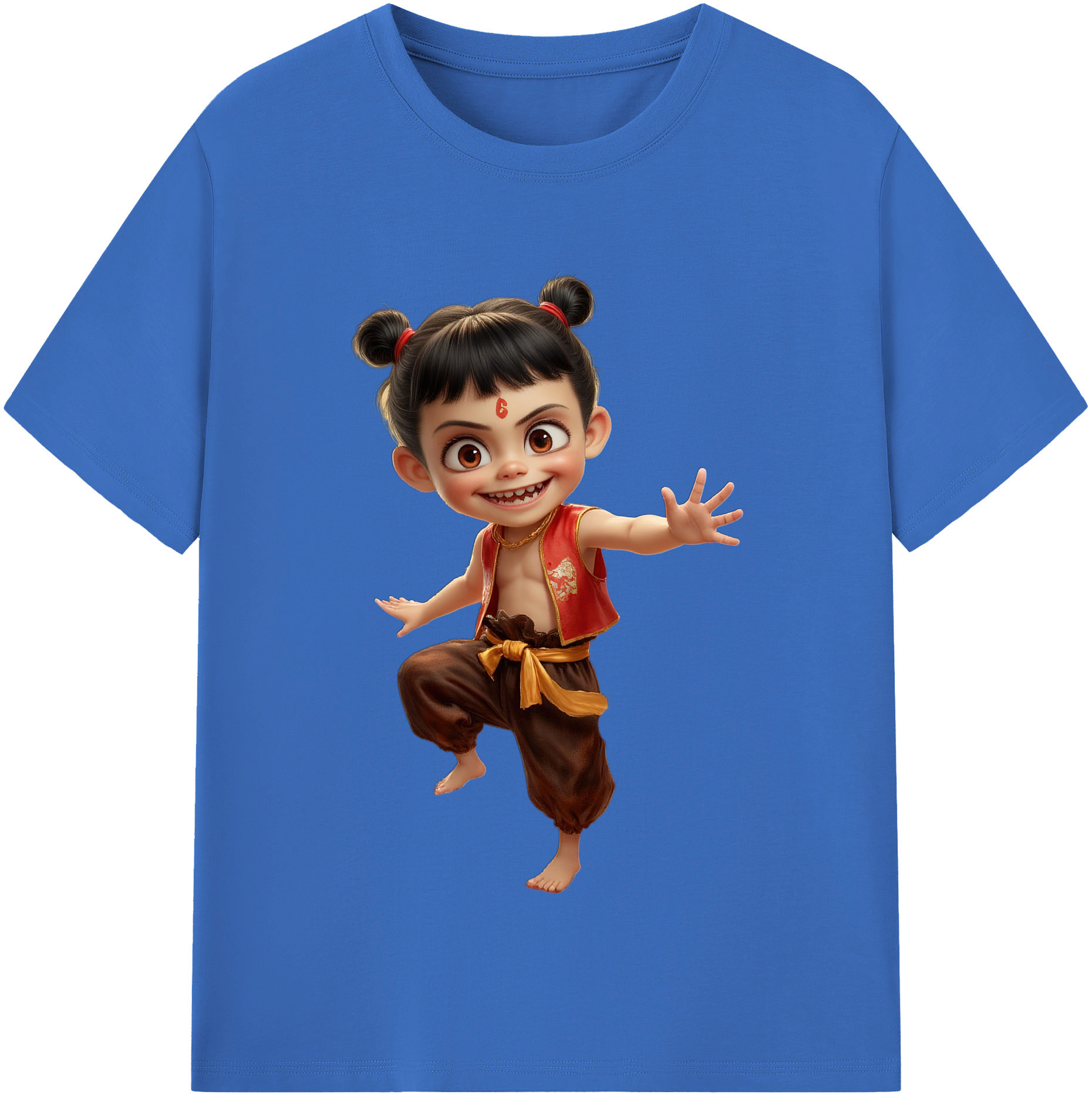 （画像用） Ne Zha 2 ナタ 魔童の大暴れ 綿100％半袖Tシャツ（フロントプリント）
