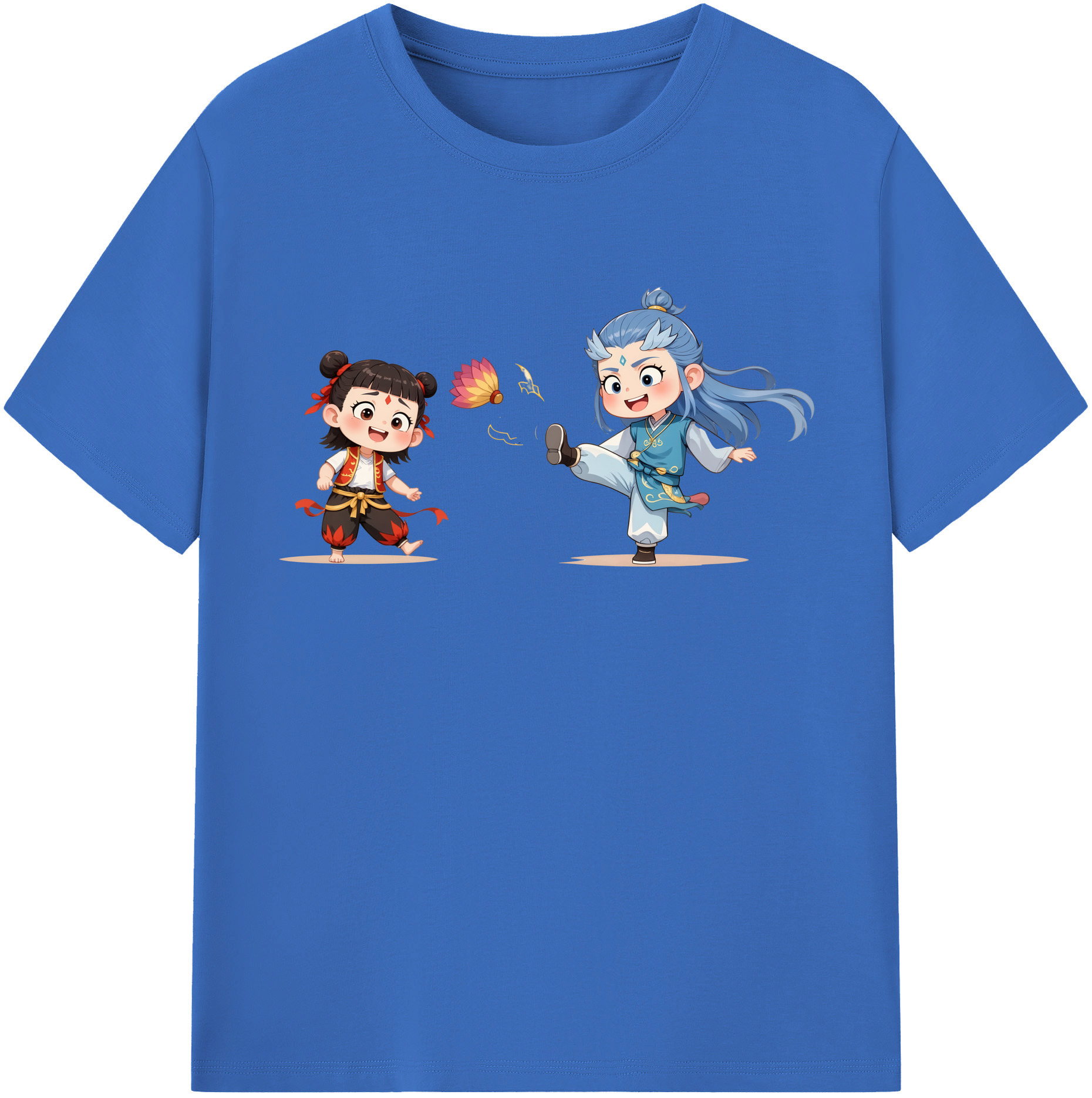 （画像用） Ne Zha 2 ナタ 魔童の大暴れ 綿100％半袖Tシャツ（フロントプリント）