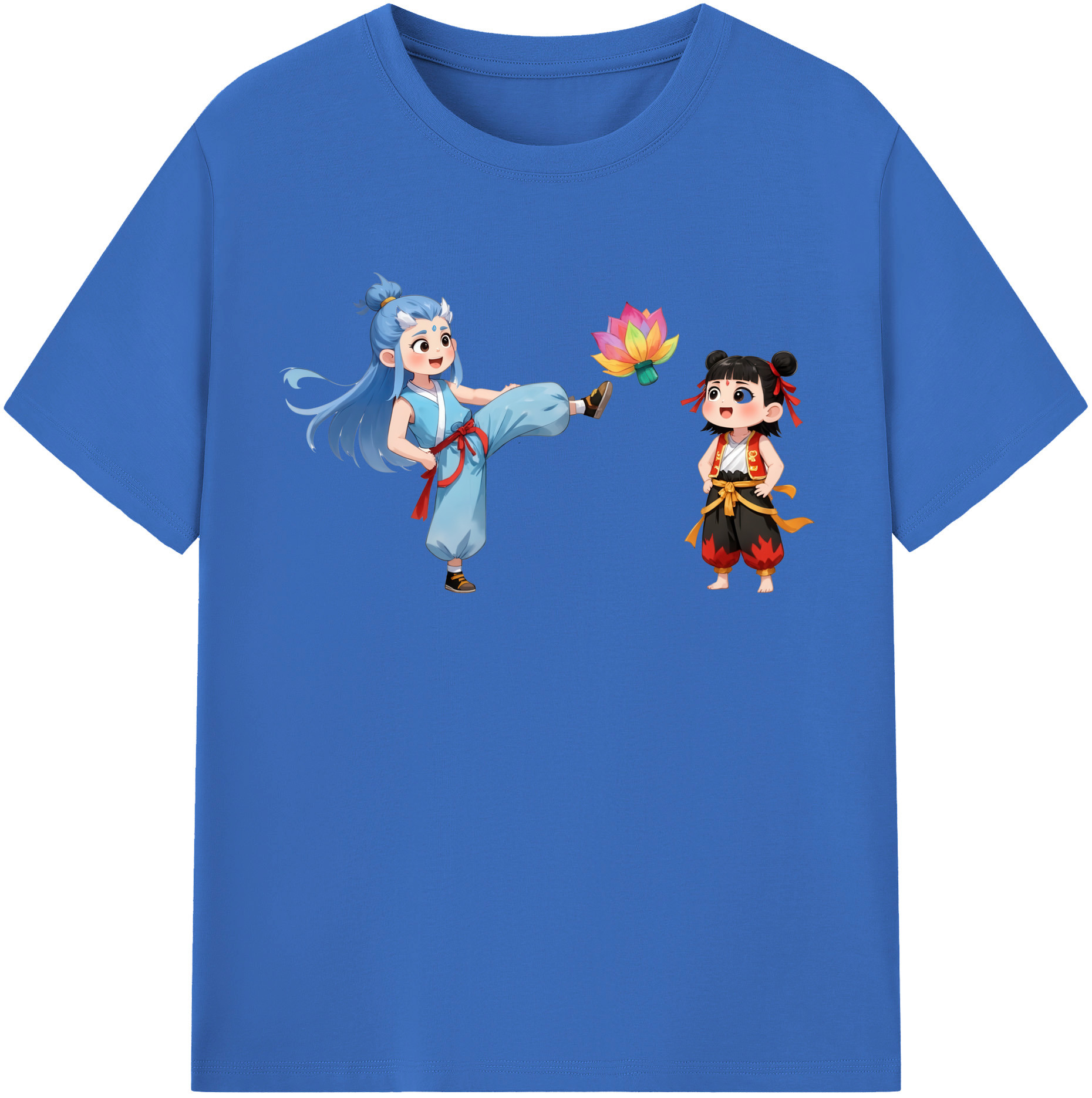 （画像用） Ne Zha 2 ナタ 魔童の大暴れ 綿100％半袖Tシャツ（フロントプリント）