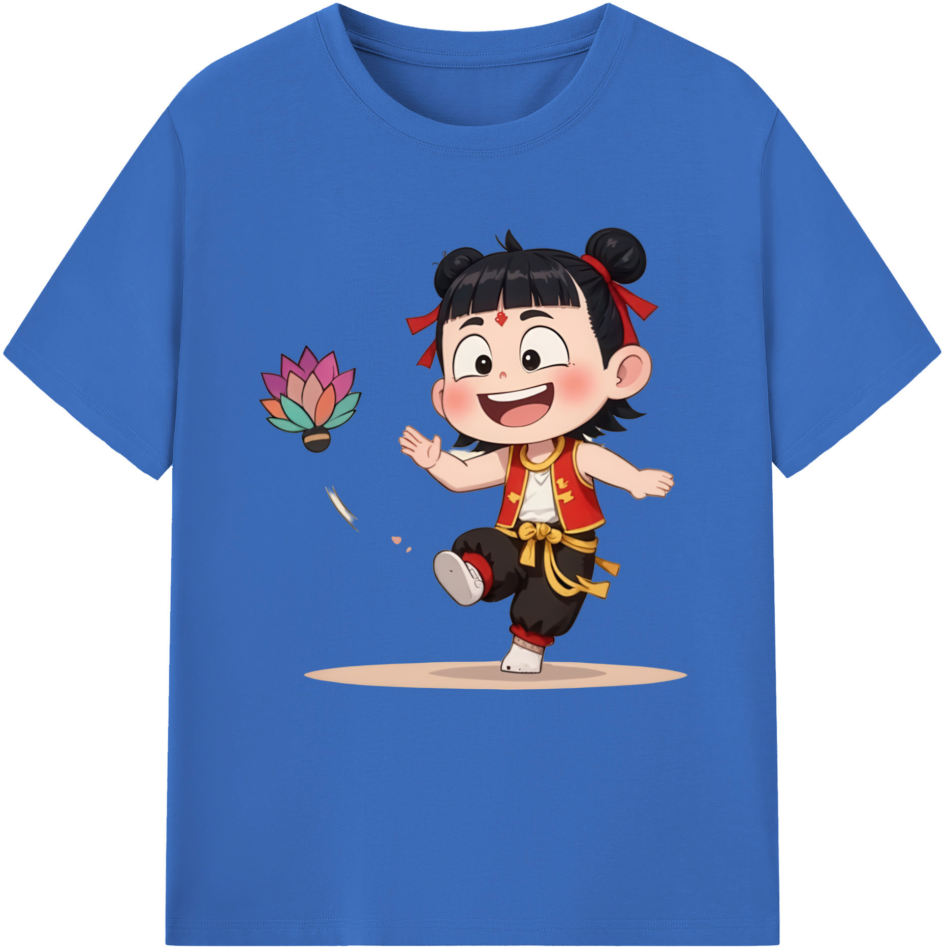 （画像用） Ne Zha 2 ナタ 魔童の大暴れ 綿100％半袖Tシャツ（フロントプリント）