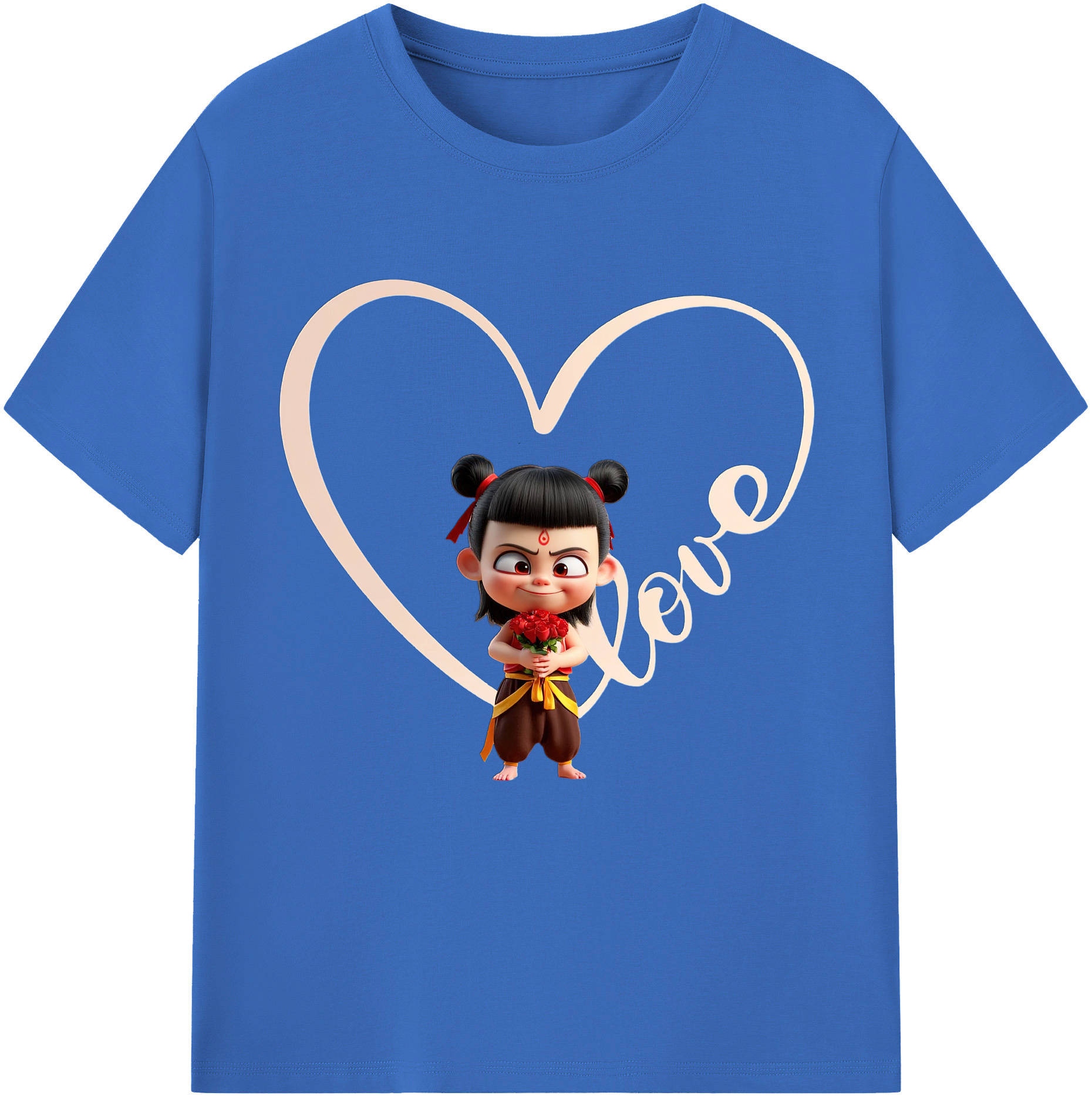 （画像用） Ne Zha 2 ナタ 魔童の大暴れ 綿100％半袖Tシャツ（フロントプリント）