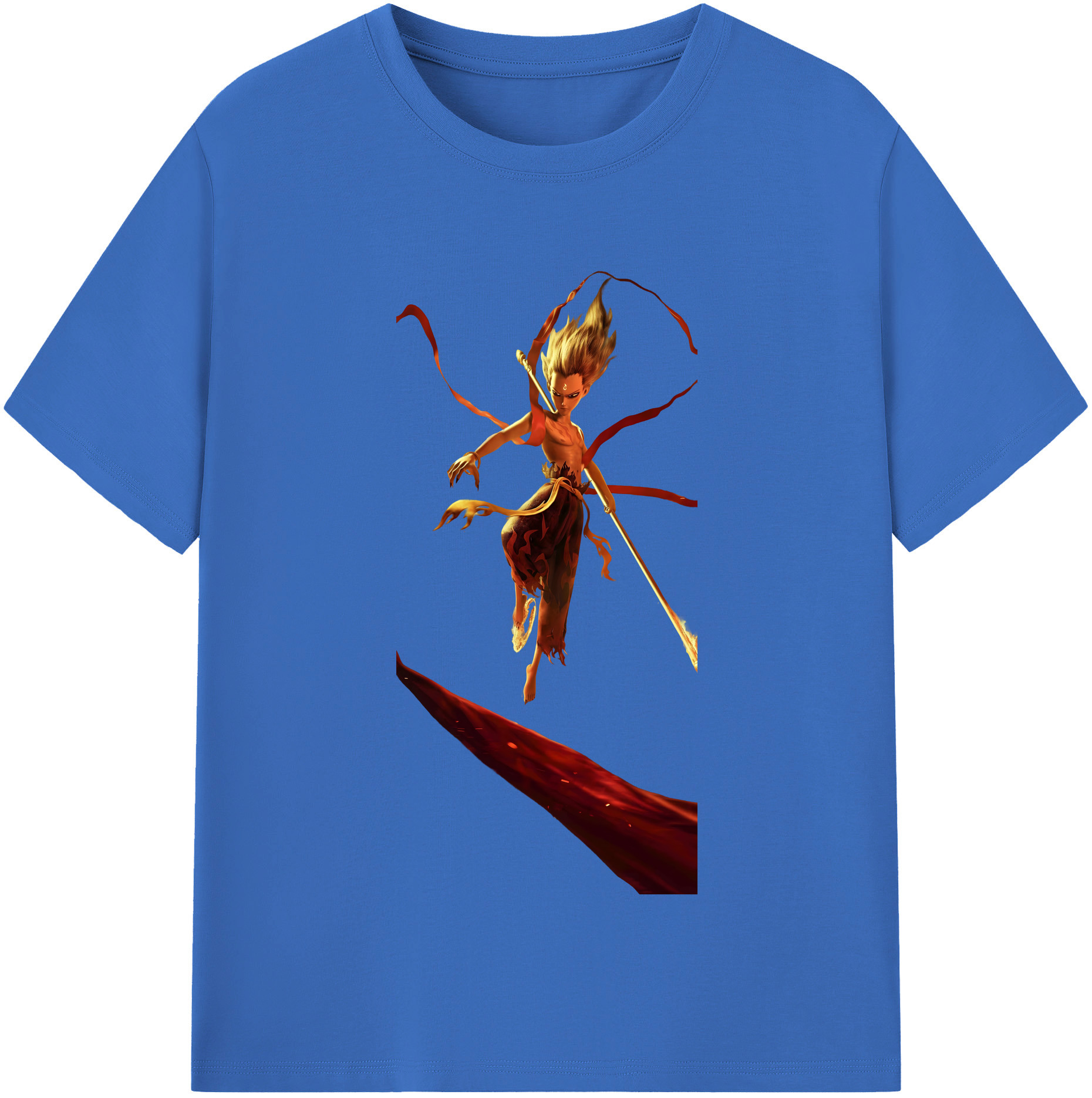 （画像用） Ne Zha 2 ナタ 魔童の大暴れ 綿100％半袖Tシャツ（フロントプリント）