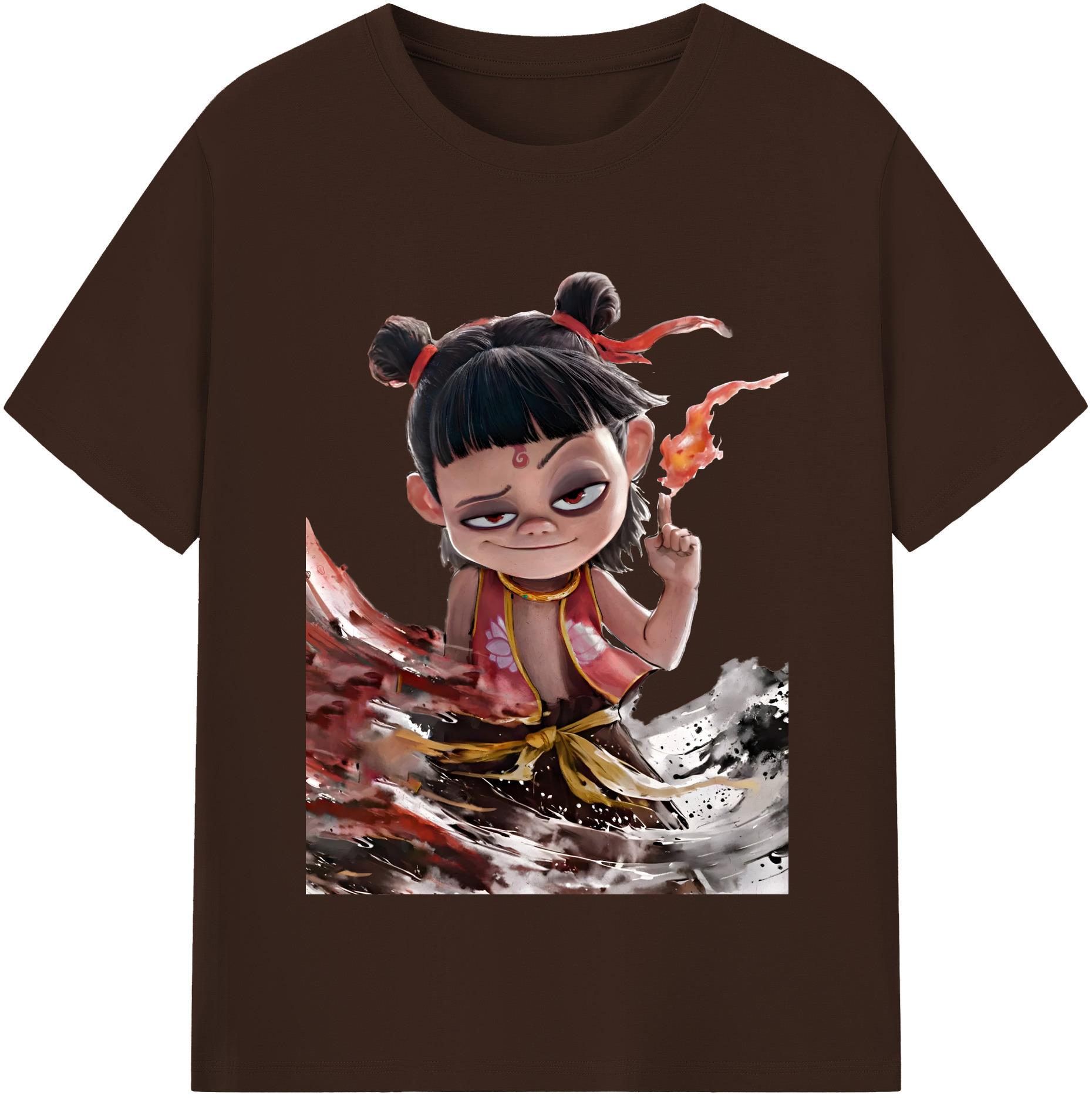 （画像用） Ne Zha 2 ナタ 魔童の大暴れ 綿100％半袖Tシャツ（フロントプリント）